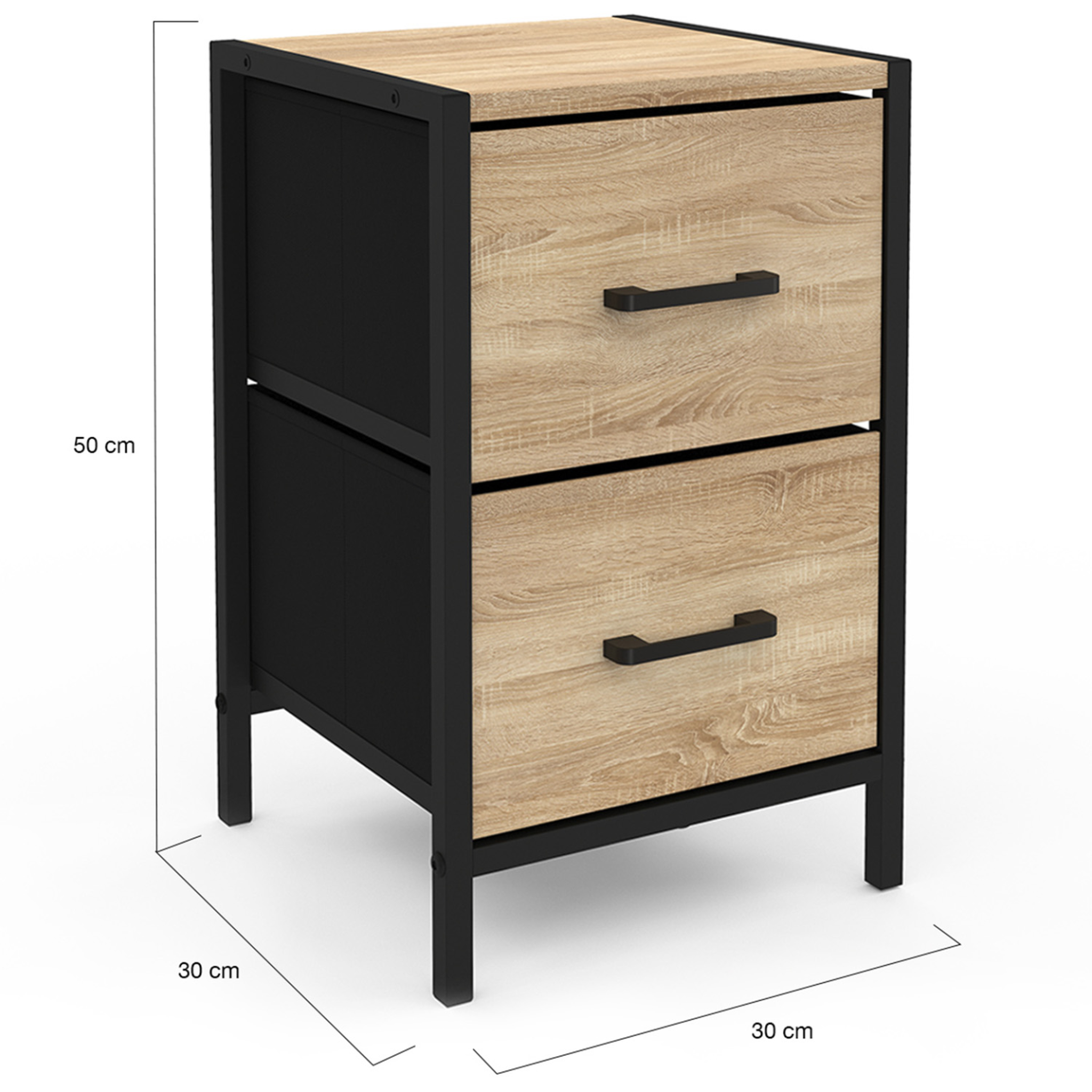 Voir la diapositive 4 : ID MARKET Lot de 2 tables de chevet utah 2 tiroirs