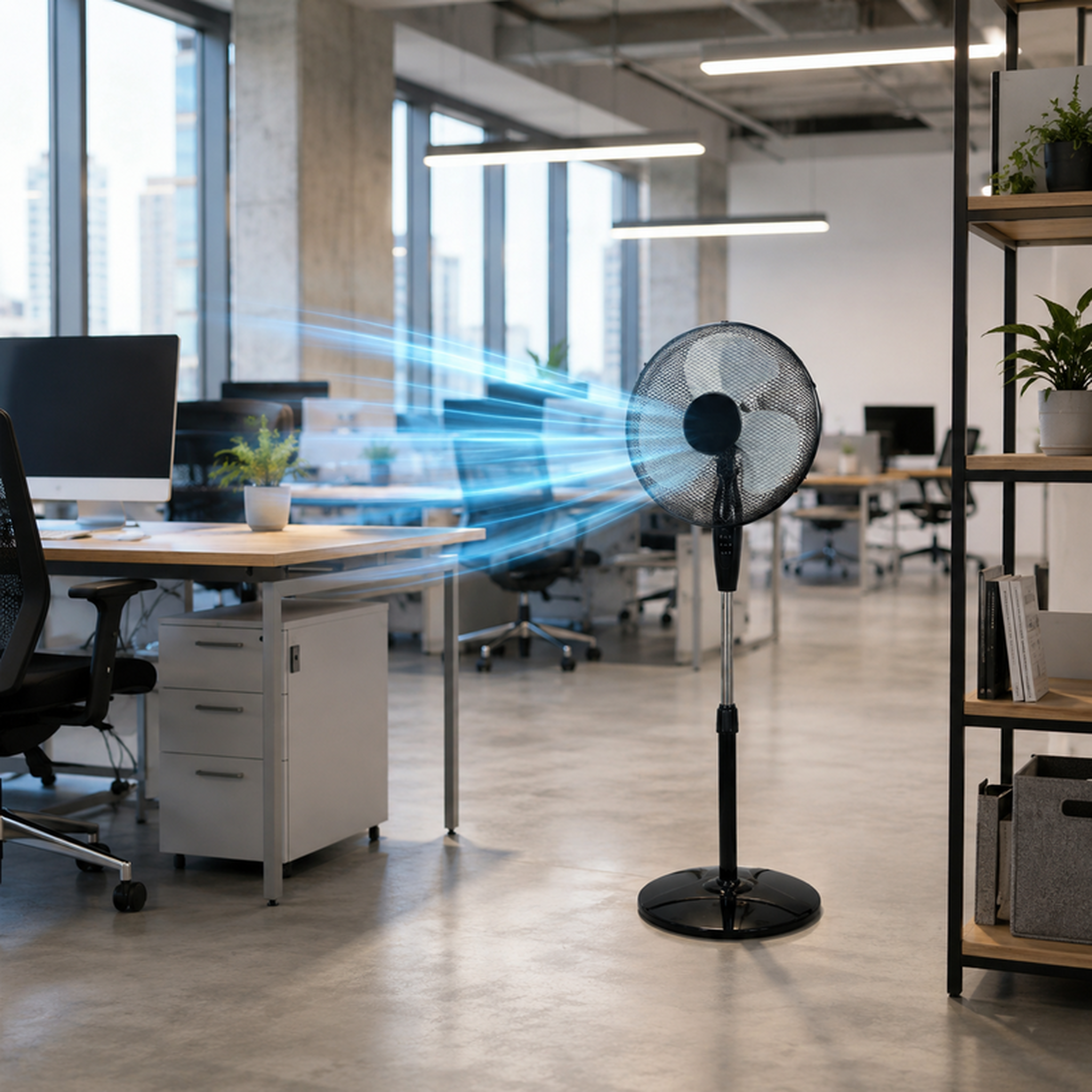 Voir la diapositive 3 : Ventilateur sur base - hauteur ajustable 40 cm – 50w