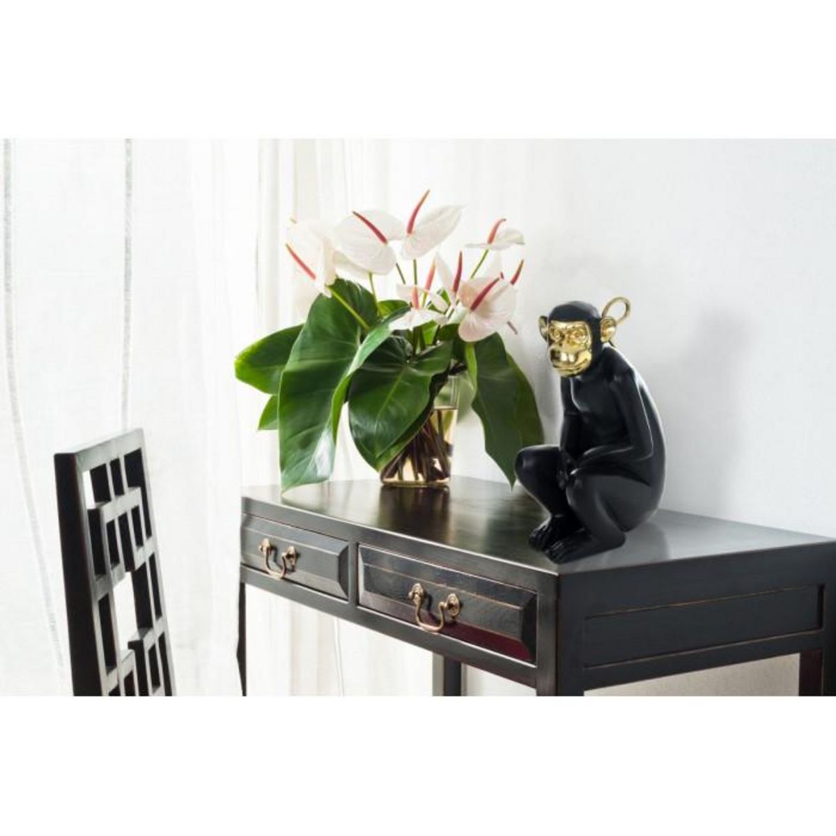 Paris Prix Statuette Déco  Monkey  31cm Noir