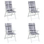 Voir la diapositive 4 : VIDAXL Coussins de chaise jardin a dossier haut lot de 4 carreaux gris