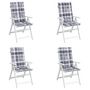 Voir la diapositive 4 : VIDAXL Coussins de chaise jardin a dossier haut lot de 4 carreaux gris