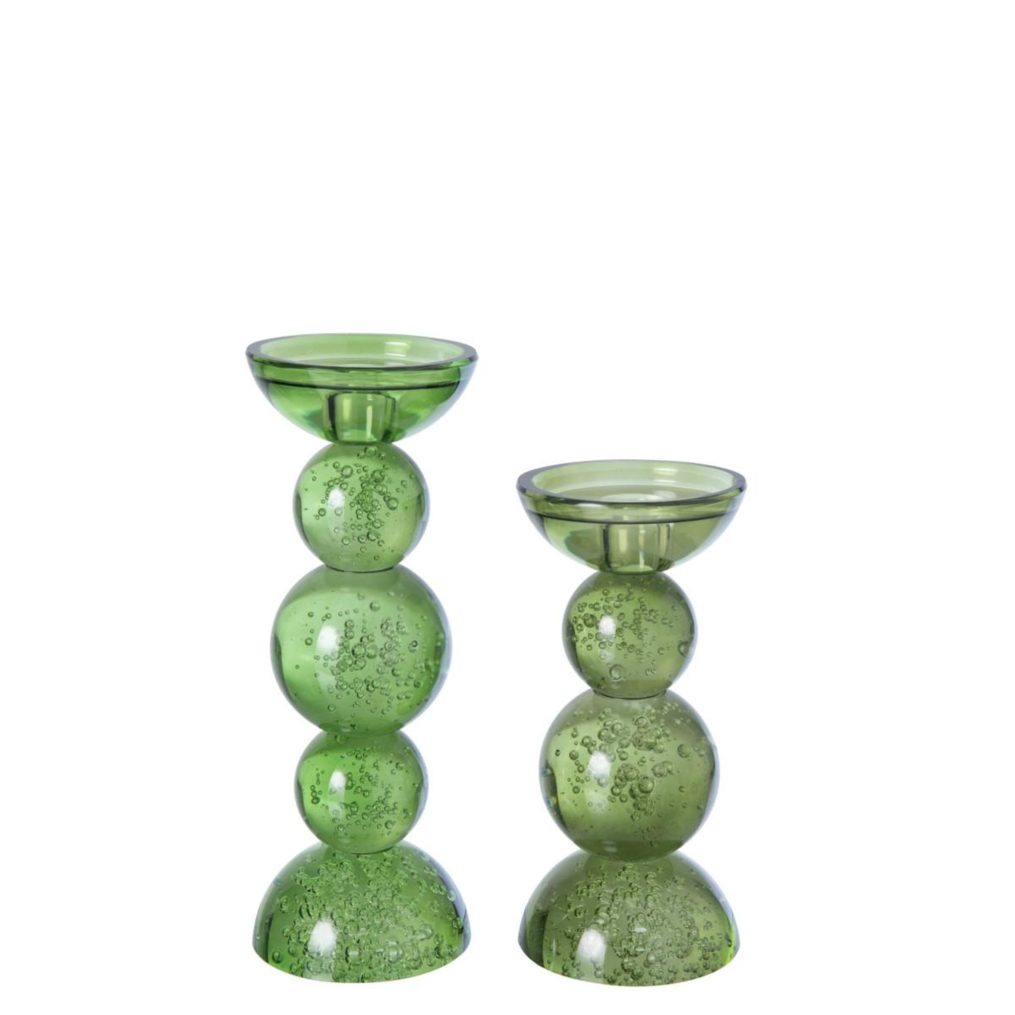Voir la diapositive 3 : J-LINE Bougeoir Boules en Verre  Ilias  21cm Vert Olive