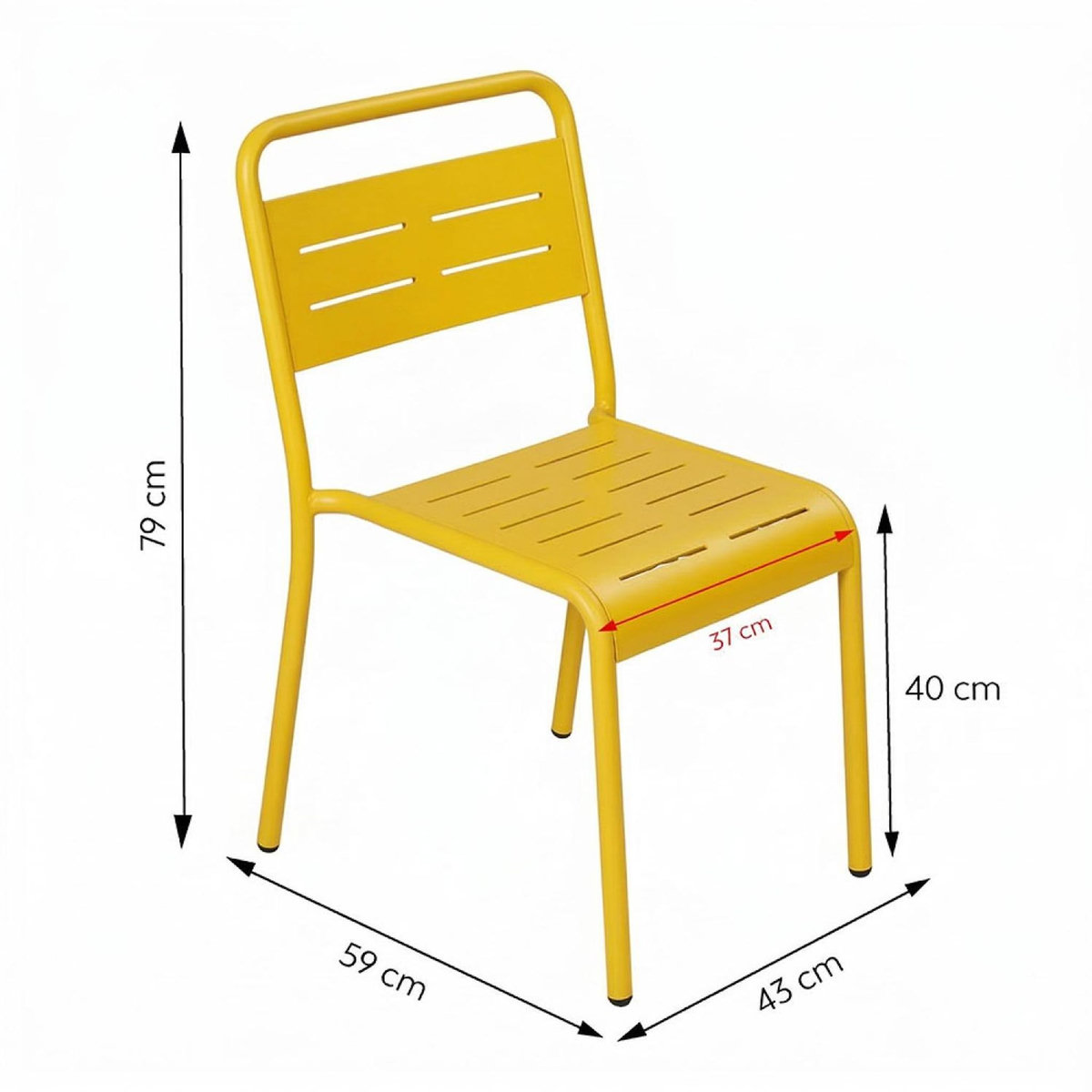 CONCEPT USINE Ensemble de 4 chaises de jardin empilables jaunes BERGAME