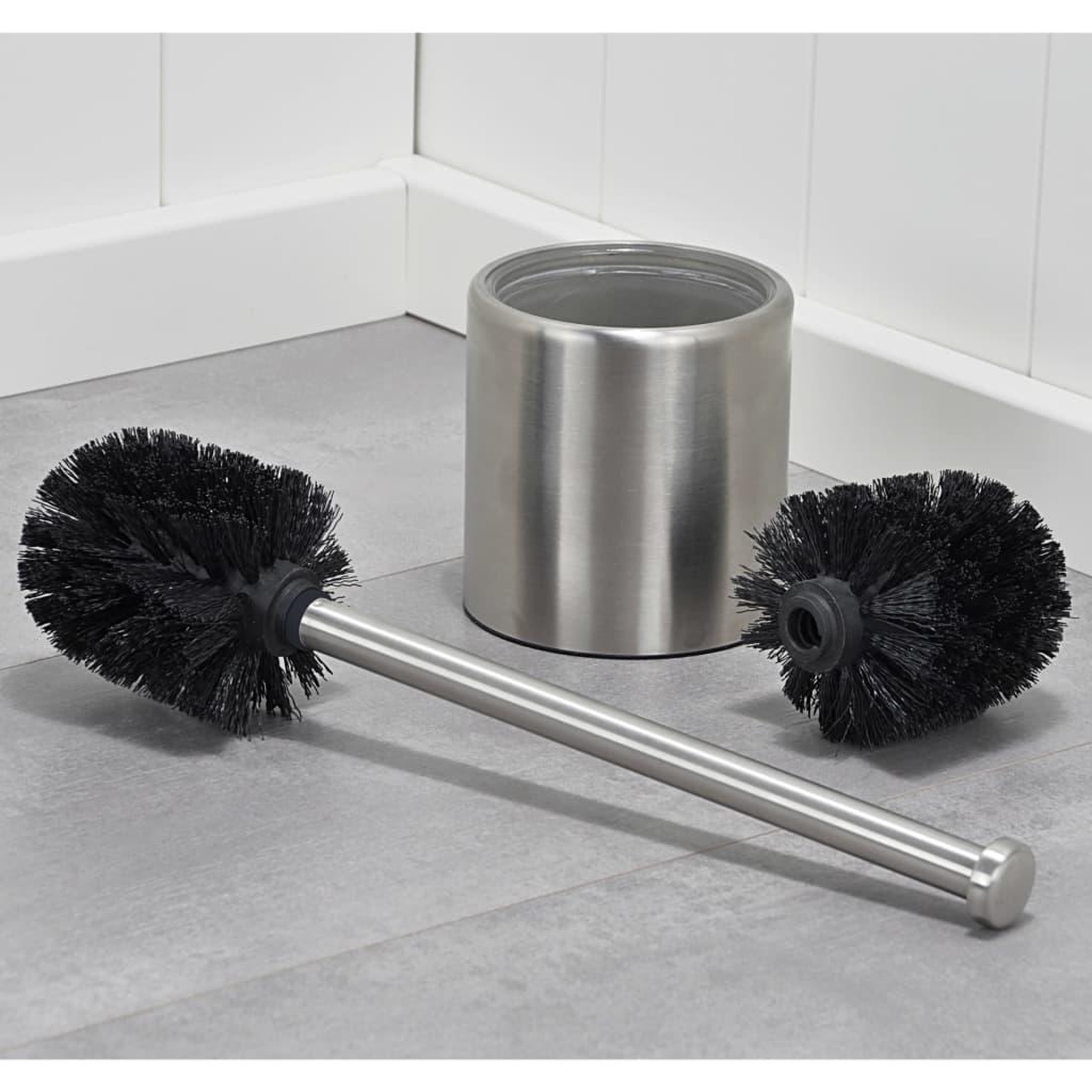 Voir la diapositive 3 : HI HI Brosse et porte-brosse de toilette 10 cm Acier inoxydable