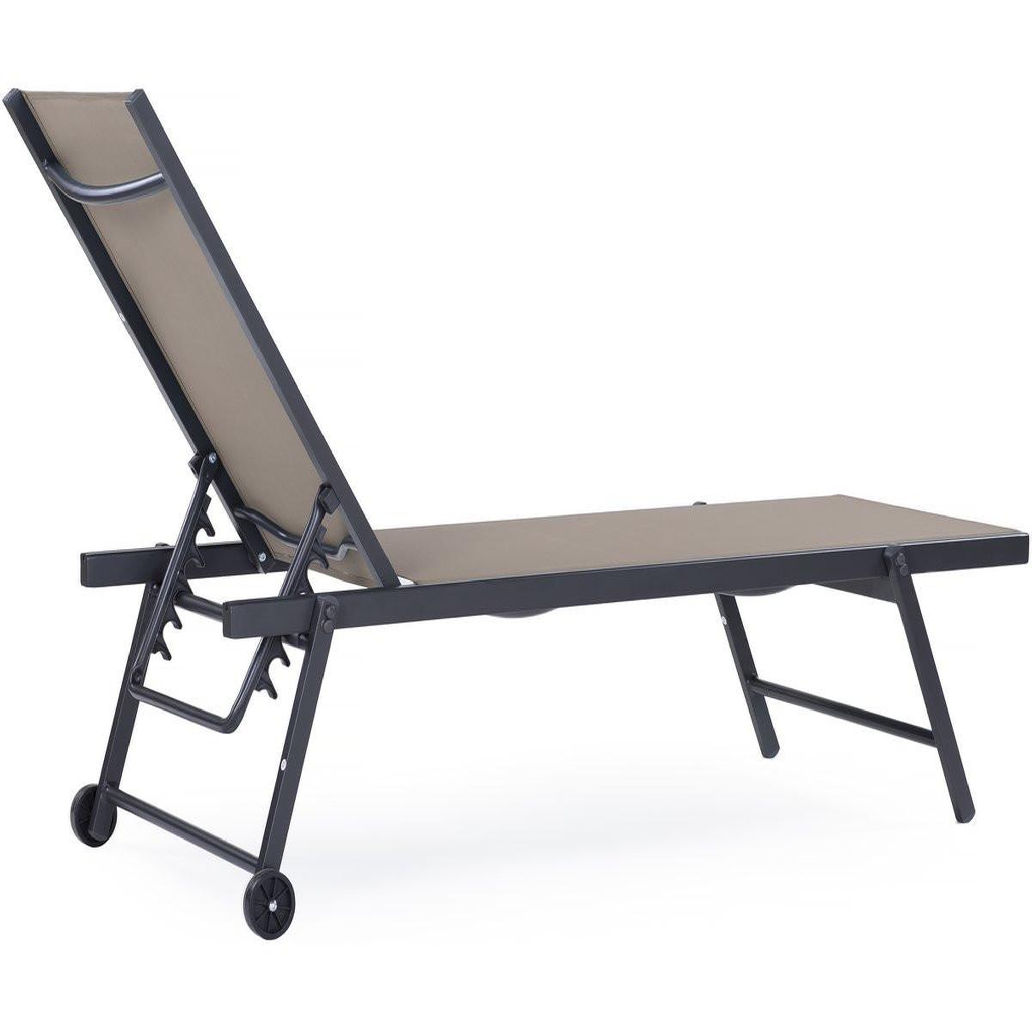 Voir la diapositive 3 : Habitat et Jardin Lot de 2 bains de soleil textilène aluminium  jolia  - gris foncé / taupe
