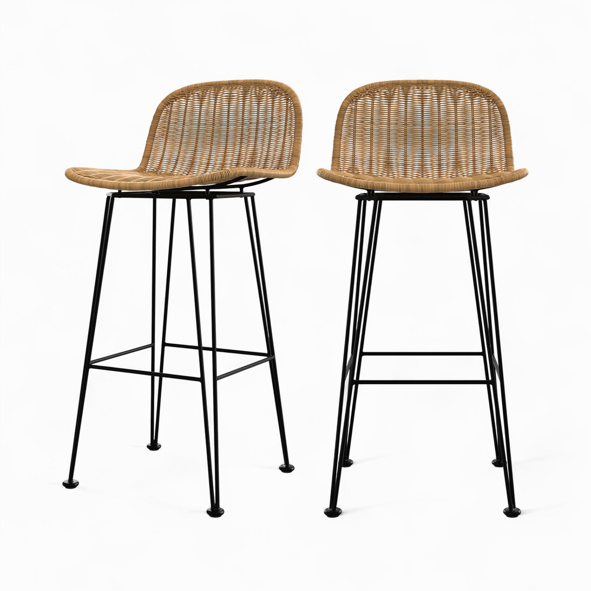 MAISON PAVANE Lot de 2 chaises de bar 76 cm en résine tressée marron-jigani