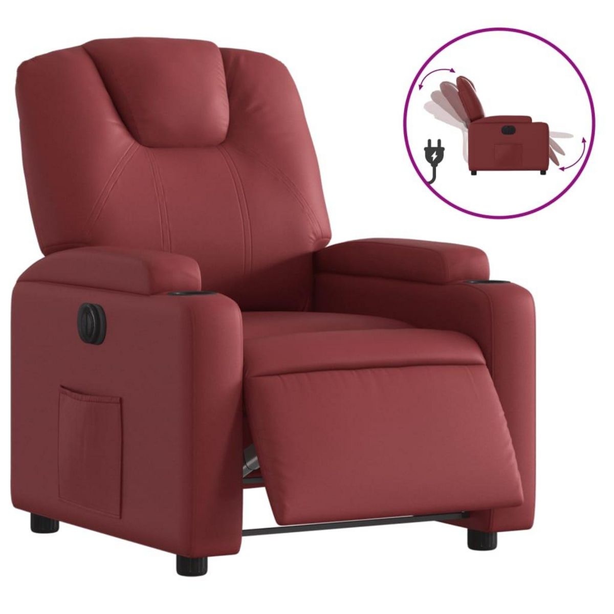 VIDAXL Fauteuil inclinable electrique Rouge bordeaux Similicuir