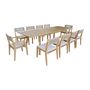 Voir la diapositive 1 : SWEEEK Table de jardin extensible bois d'acacia + 10 assises PALENA et GALENA 275 x 100 x 75 cm naturel et beige
