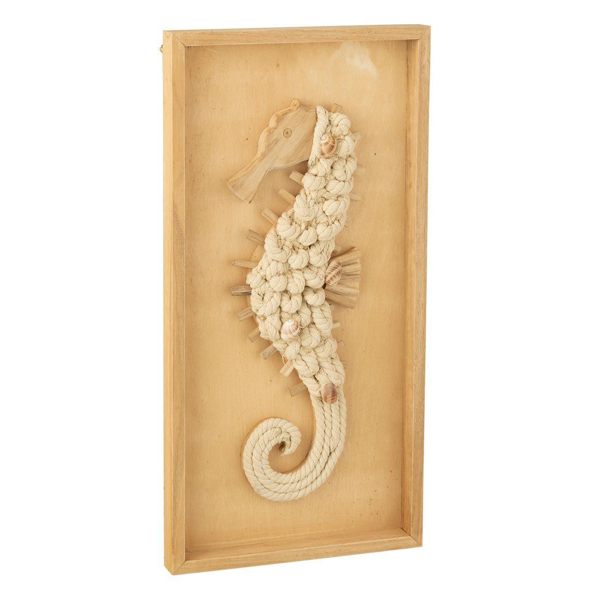 Voir la diapositive 1 : J-LINE Décoration murale en bois  hippocampe  60cm naturel