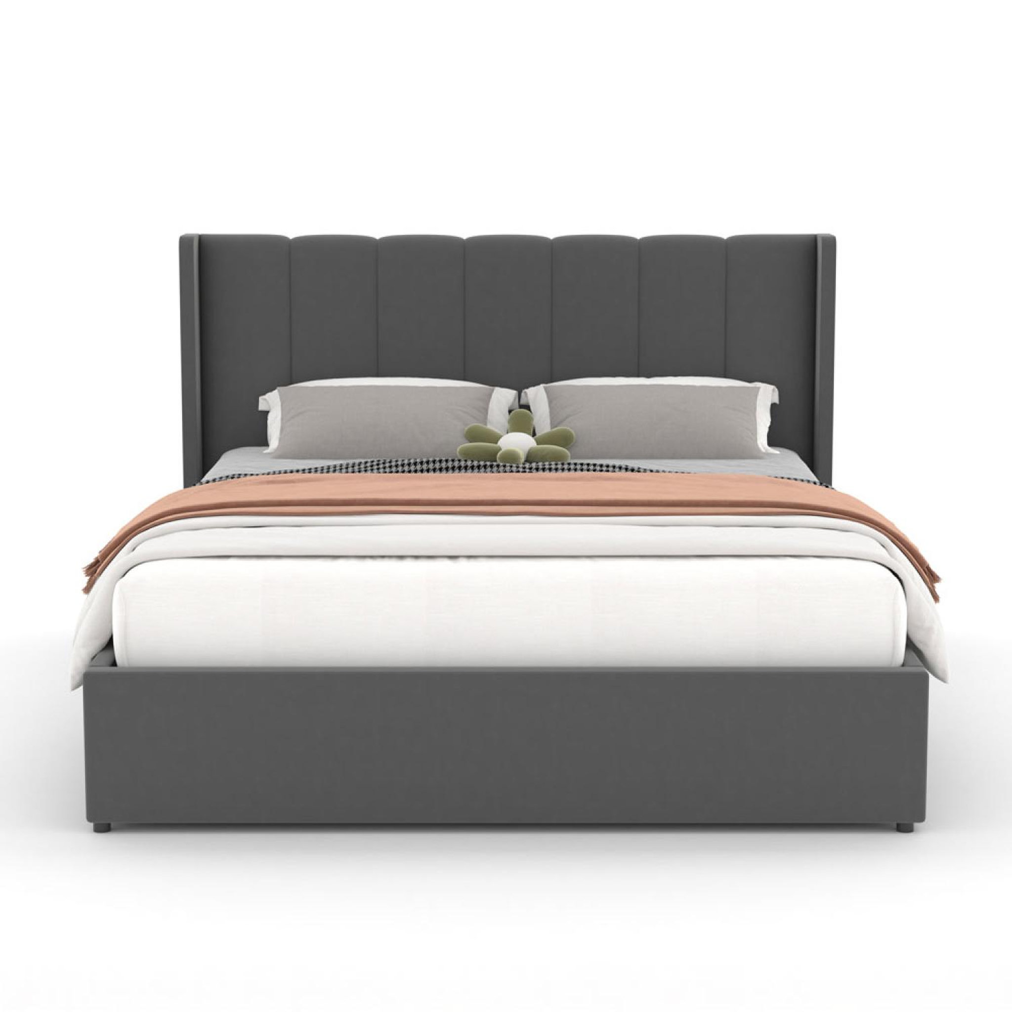 Voir la diapositive 6 : CONCEPT USINE Lit coffre design 160x200cm en velours gris arlington