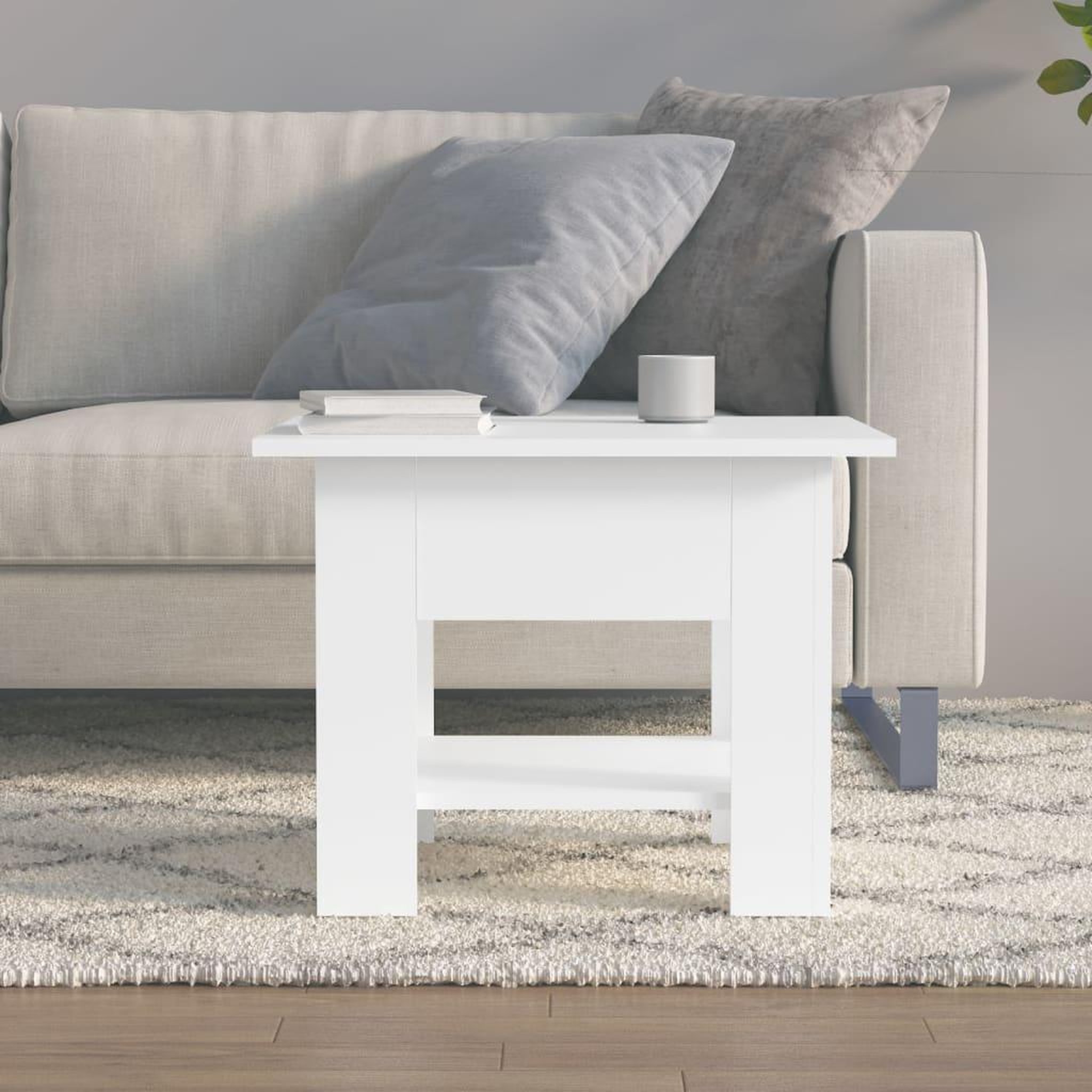 Voir la diapositive 3 : VIDAXL Table basse blanc 55x55x42 cm bois d'ingenierie