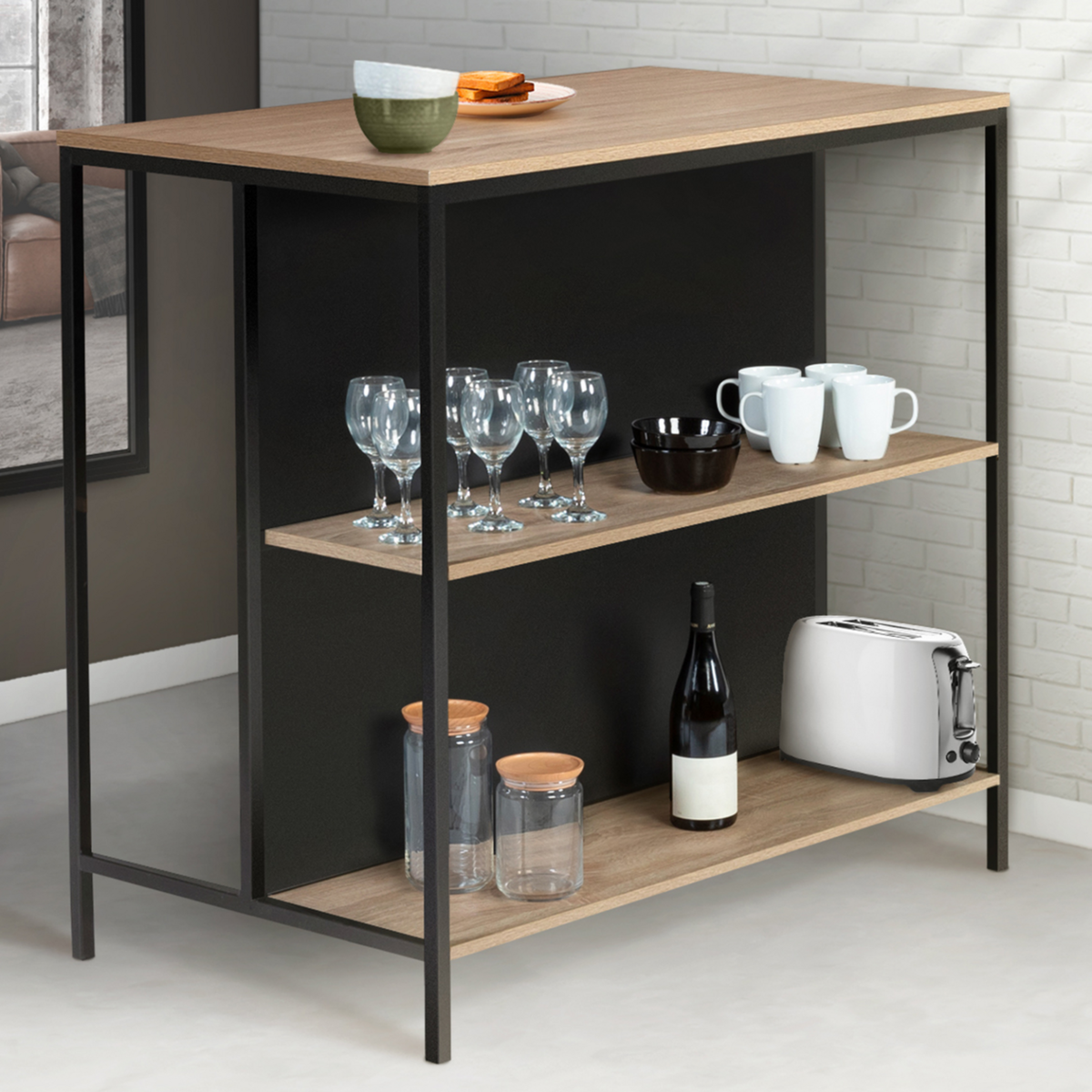 ID MARKET Table de bar îlot DETROIT design industriel