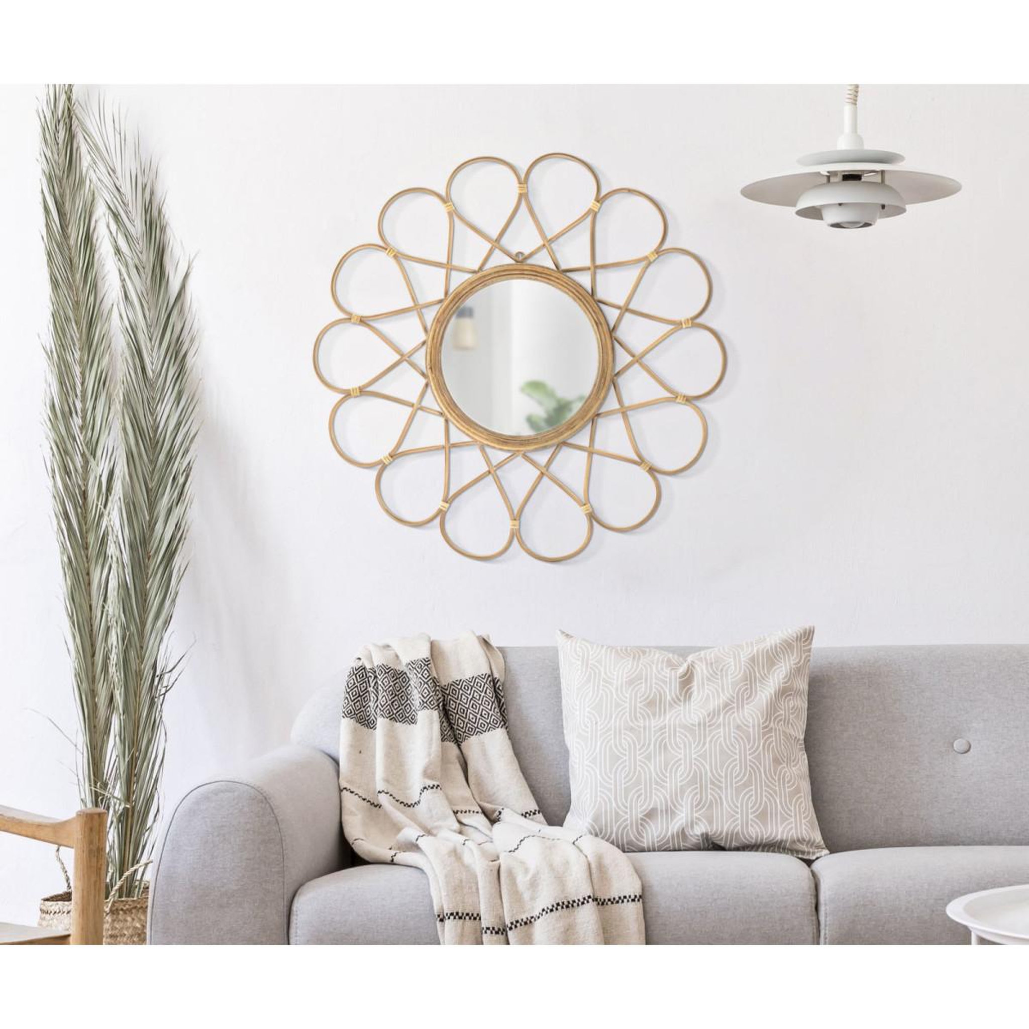 Voir la diapositive 5 : Paris Prix Miroir mural déco  almeria  65cm naturel