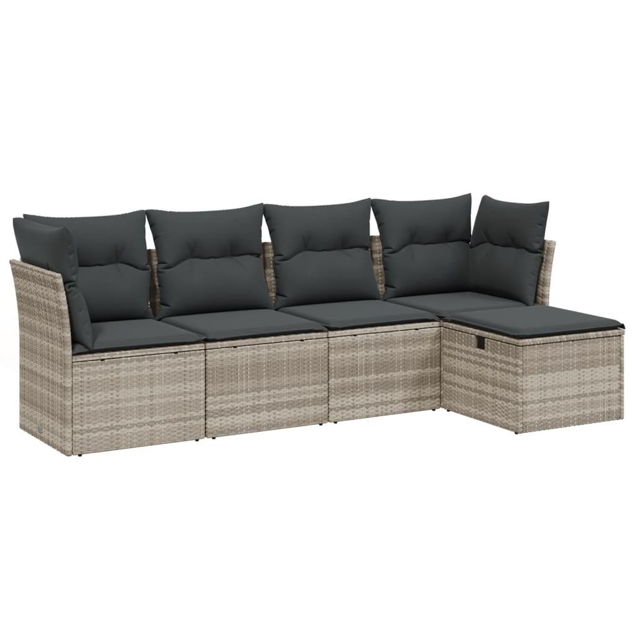 Voir la diapositive 2 : VIDAXL Salon de jardin 5 pcs avec coussins gris clair resine tressee