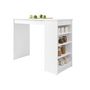 Voir la diapositive 2 : BEST MOBILIER Drazic - table de bar avec rangements - blanc - de 2 à 4 personnes