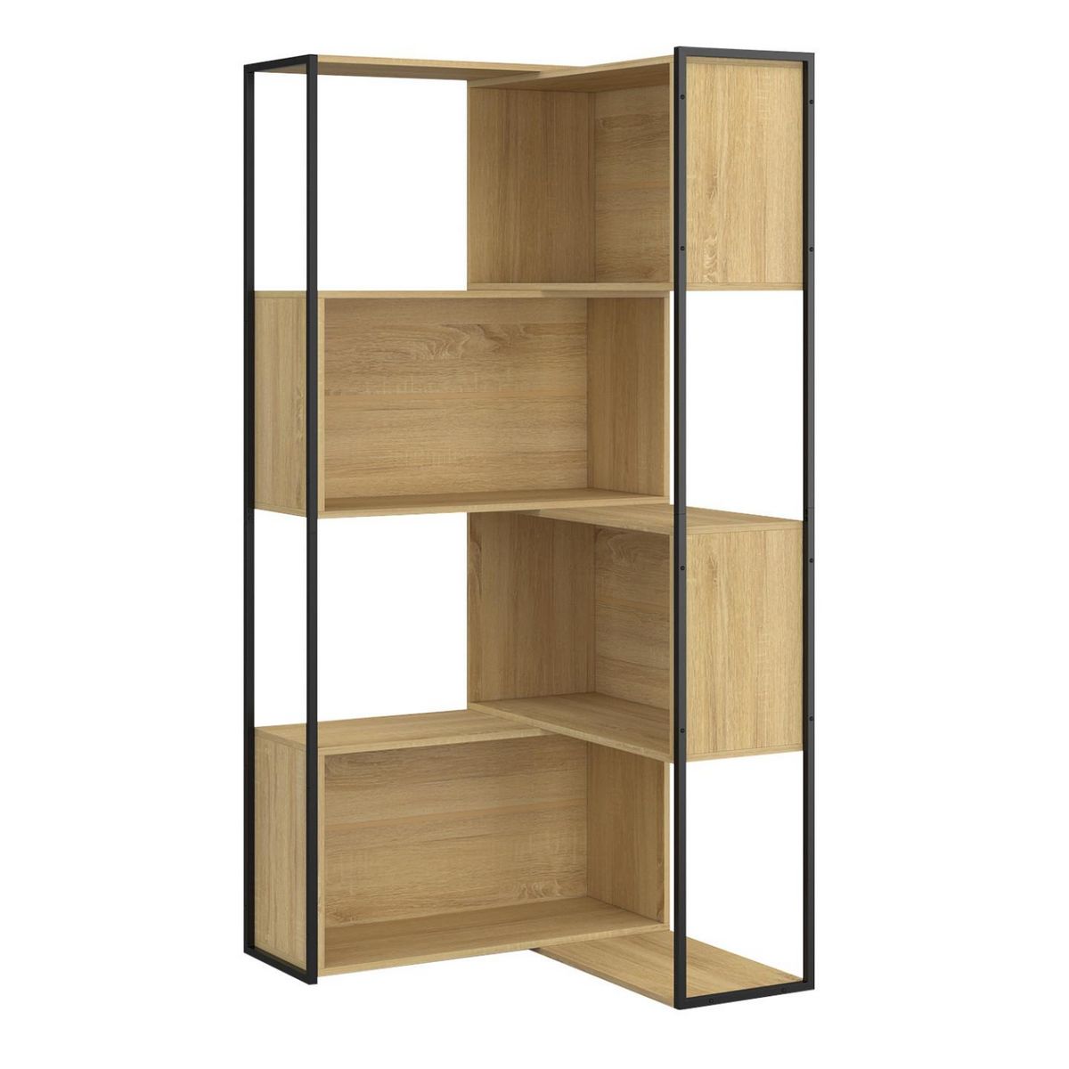 ID MARKET Etagère bibliothèque modulable DETROIT séparateur d'angle extensible design industriel 170 cm