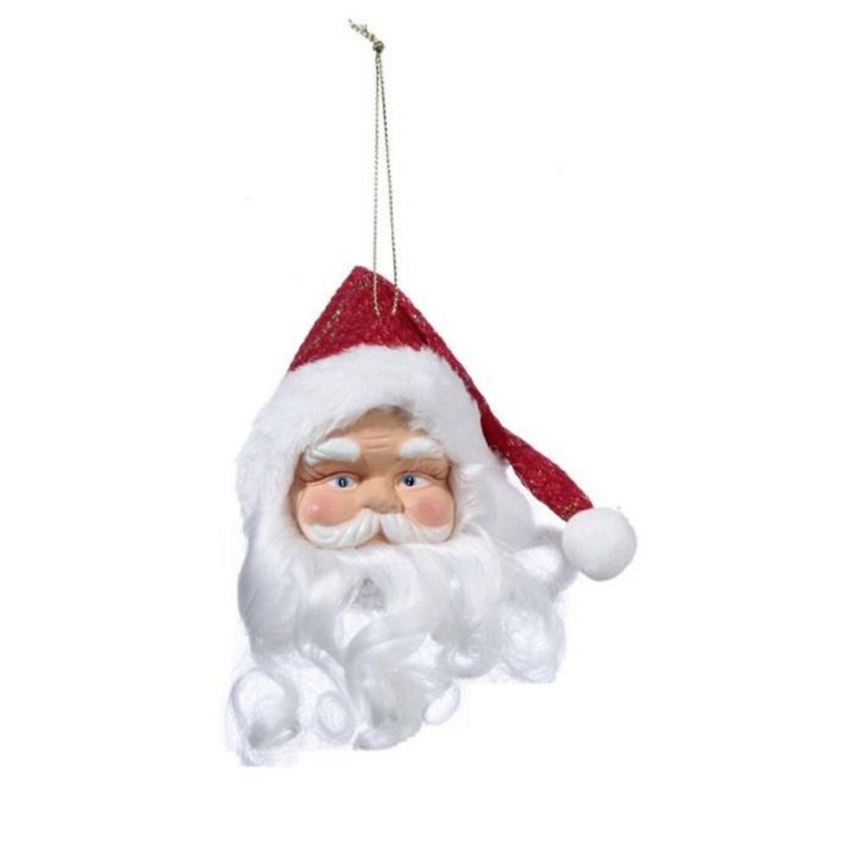 FEERIC LIGHT & CHRISTMAS Sujet de Noël Tête Santa  Soir  9cm Rouge & Blanc