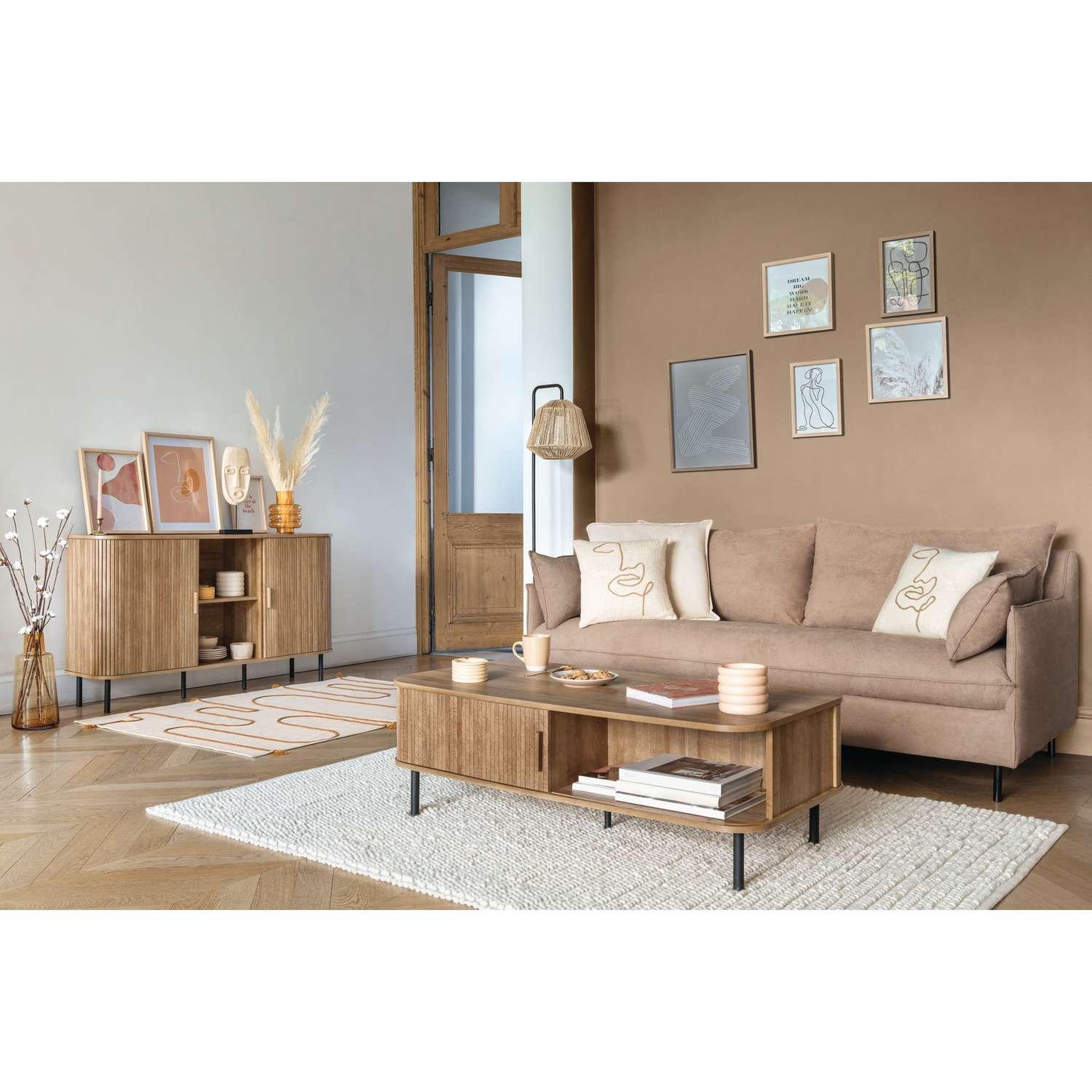 Voir la diapositive 2 : ATMOSPHERA Table basse 2 portes en bois colva - marron