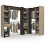 Voir la diapositive 1 : ID MARKET Dressing extensible d'angle MARLON 230 x 140 x 180 cm cm hêtre avec penderies + étagères + rideaux noirs
