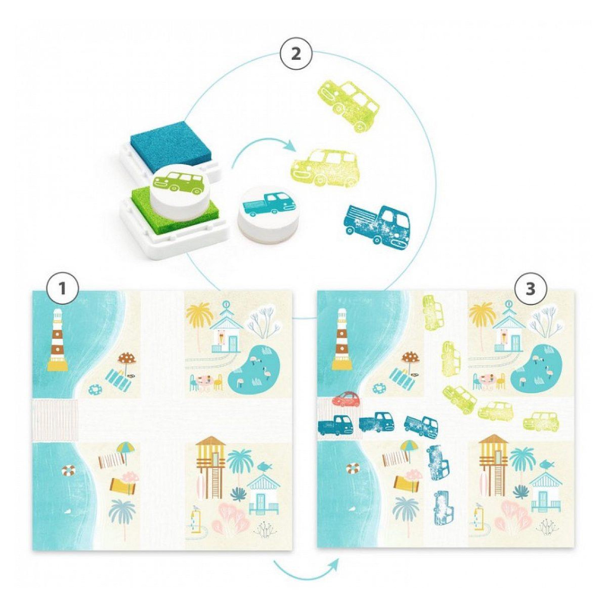 Voir la diapositive 3 : Djeco Dj9952 coffret tampons circulation