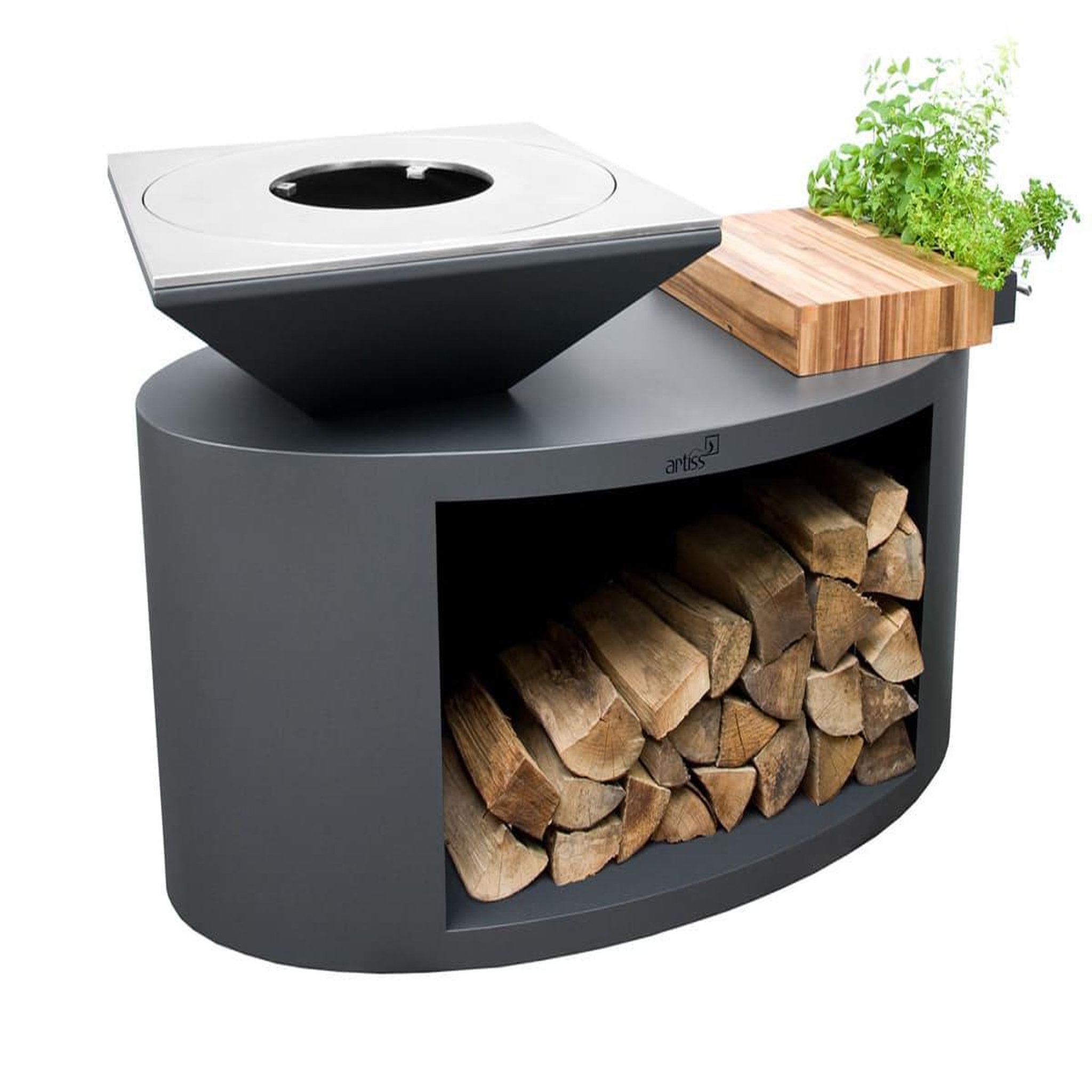 Voir la diapositive 2 : ARTISS DESIGN Brasero g3 graphite plaque acier carbone - artiss