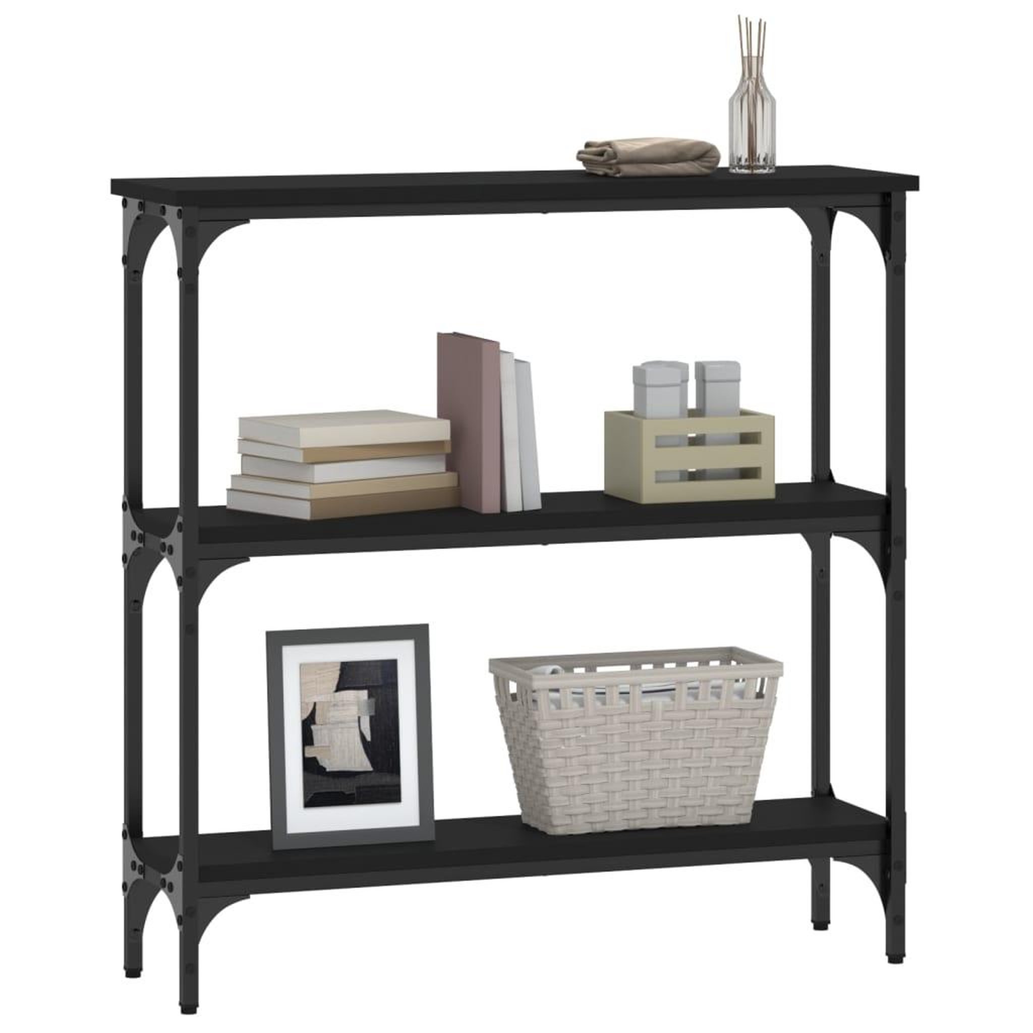 Voir la diapositive 3 : VIDAXL Table console noir 75x22,5x75 cm bois d'ingenierie