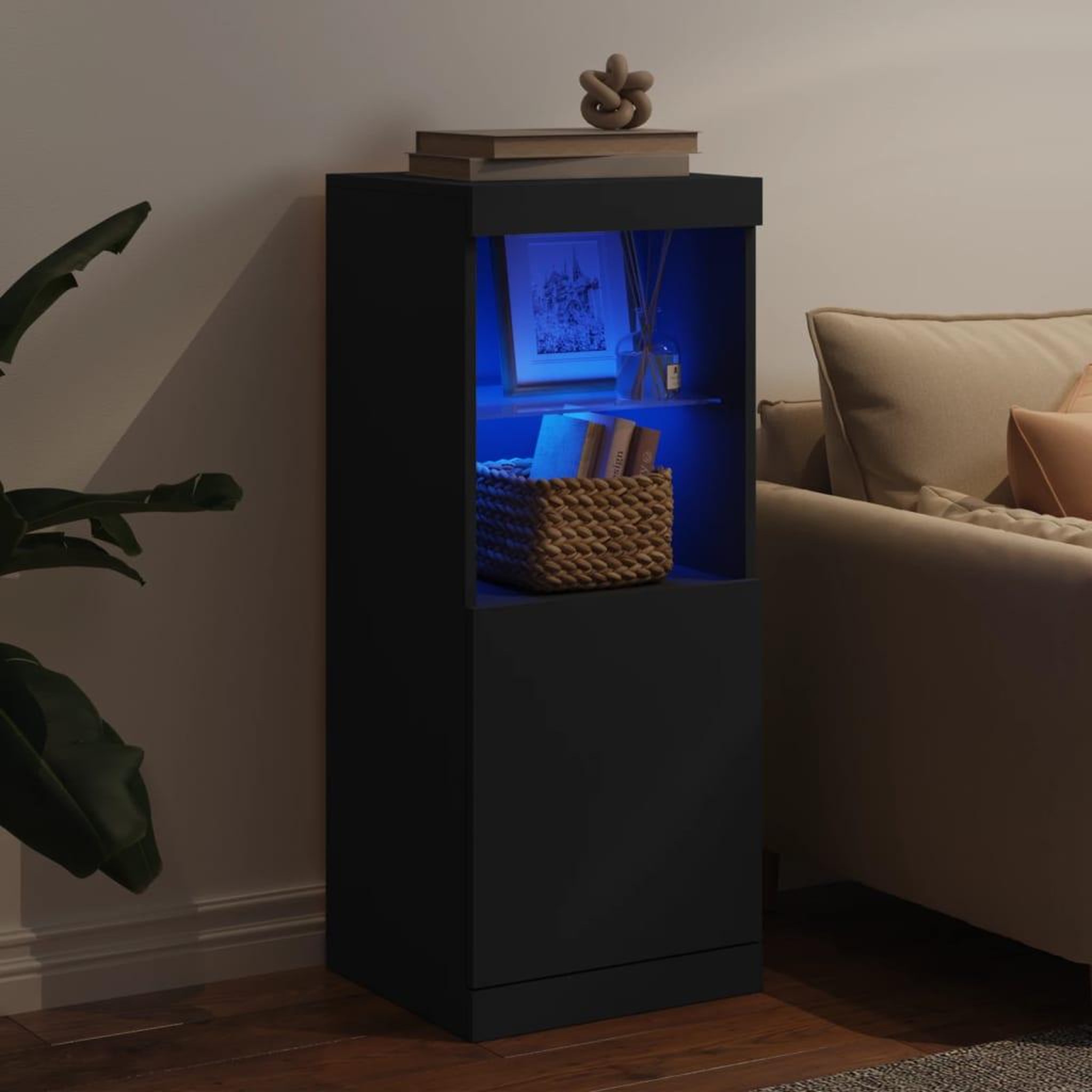 Voir la diapositive 3 : VIDAXL Buffet avec lumieres LED noir 41x37x100 cm
