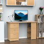 Voir la diapositive 2 : HOMCOM Bureau informatique table multi-fonctions 3 tiroirs 2 étagères dim. 120L x 49l x 72H cm MDF aspect bois clair