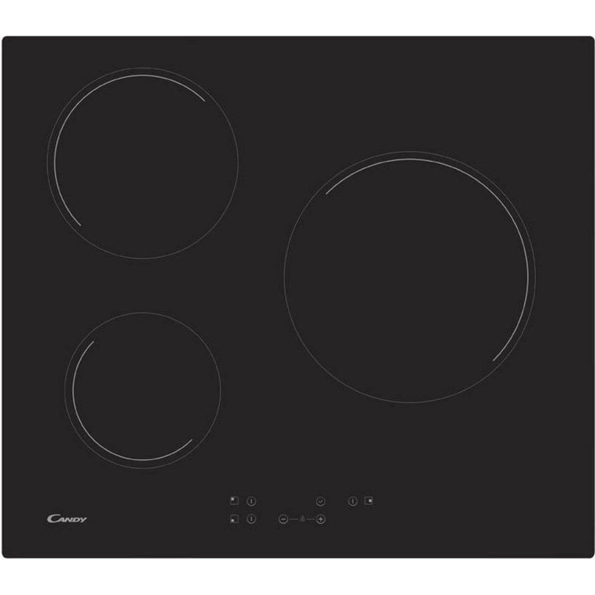 Candy Table de cuisson vitrocéramique 60cm 3 feux 5500w noir - ch63ct
