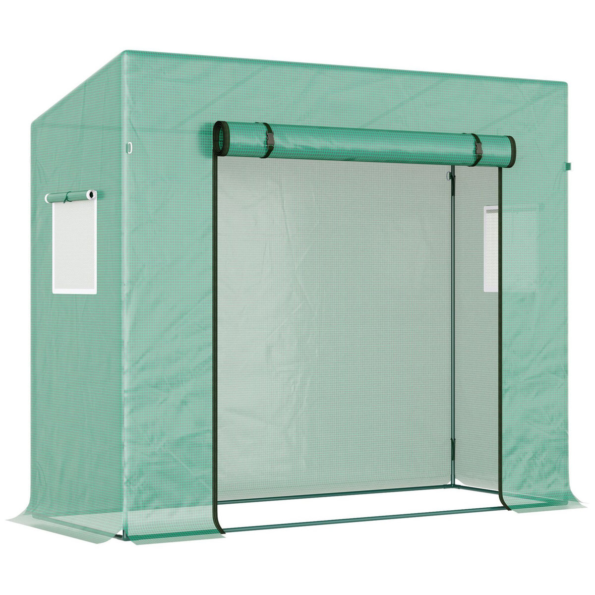 OUTSUNNY Serre de Jardin 200L x 73l x 168H cm acier PE haute densité 140 g/m² anti-UV avec porte zippée déroulante et fenêtres vert