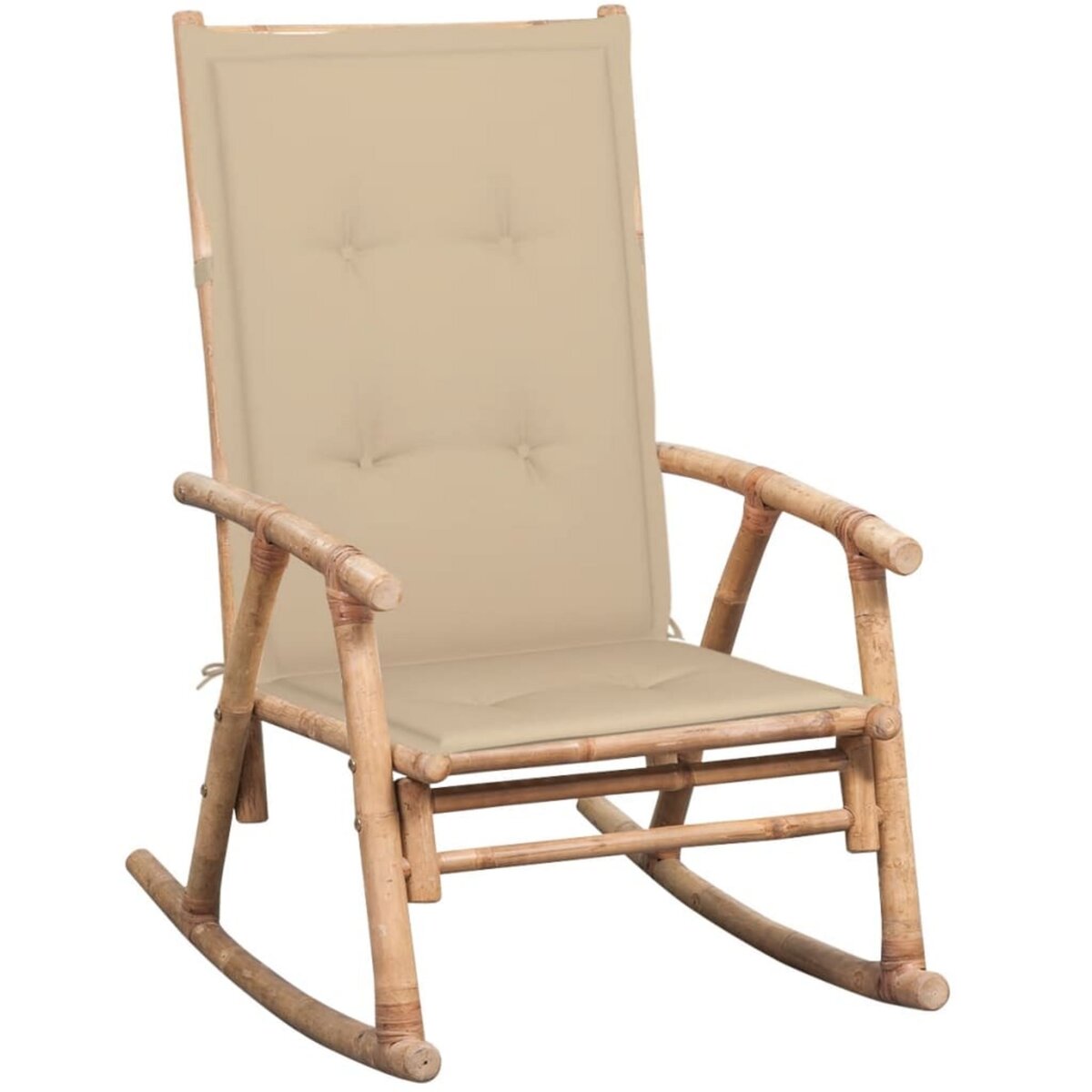 VIDAXL Chaise a bascule avec coussin Bambou