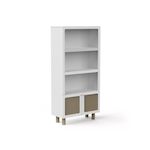 Demeyere Bibliotheque 2 Tablettes et 2 Portes Blanc et Cannage