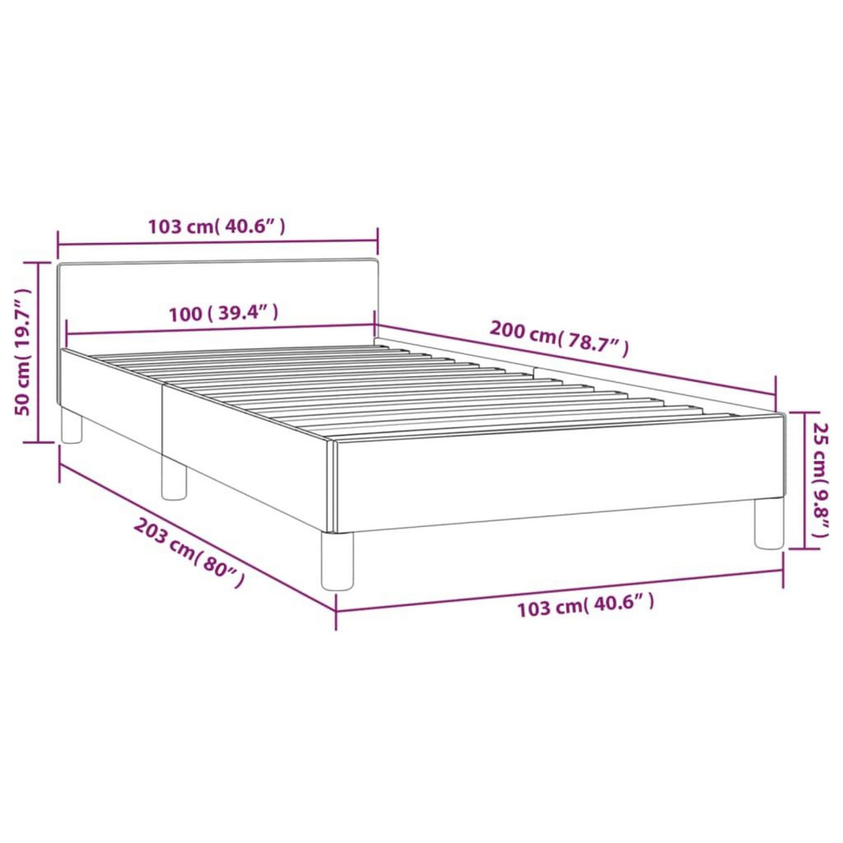 VIDAXL Cadre de lit sans matelas gris fonce 100x200 cm tissu