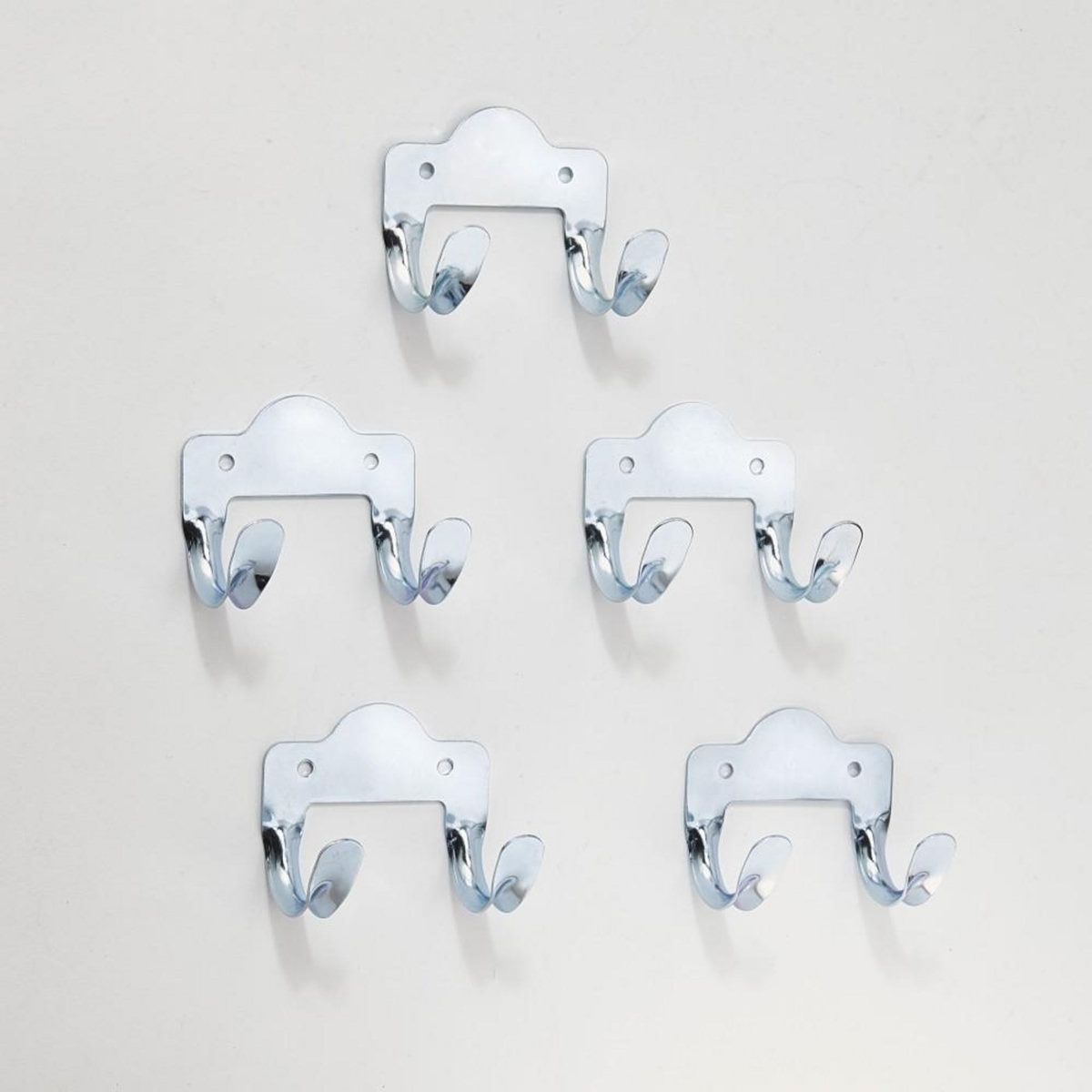 Mottez Lot de 5 crochets double multi usage en acier zingué MOTTEZ, H.6xl.7.5xP.4.8 cm