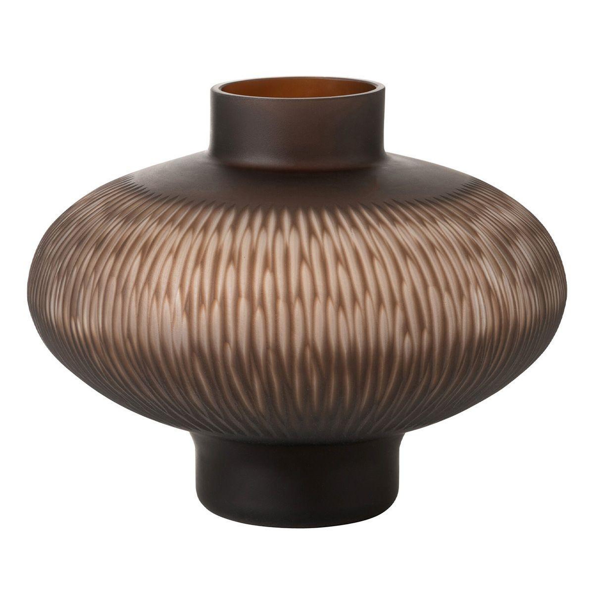 Voir la diapositive 1 : J-LINE Vase design ligne & boule  octave  25cm marron