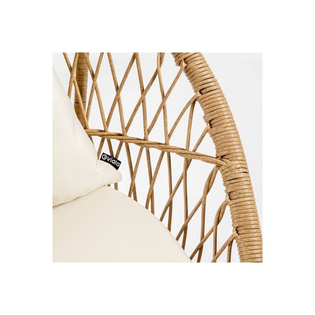 Oviala Lot de 2 fauteuils de jardin avec coussins - Imitation rotin