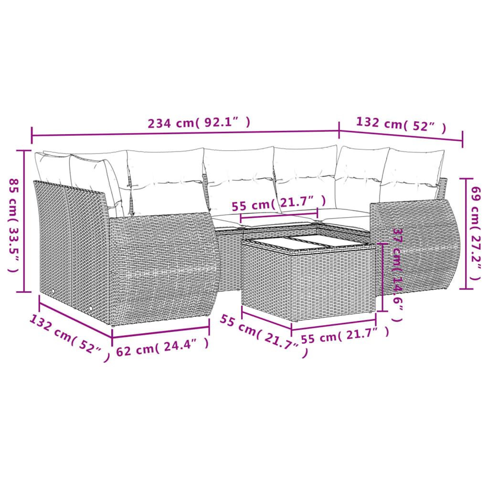 Voir la diapositive 3 : VIDAXL Salon de jardin avec coussins 7 pcs marron resine tressee