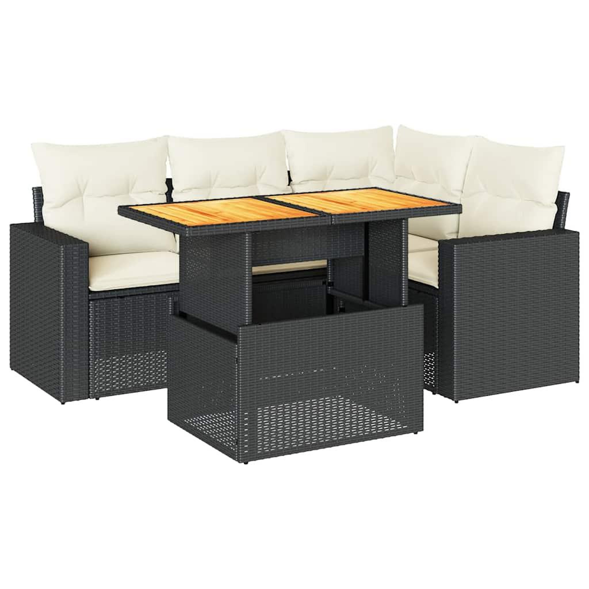 Voir la diapositive 2 : VIDAXL Salon de jardin 5 pcs avec coussins noir resine tressee