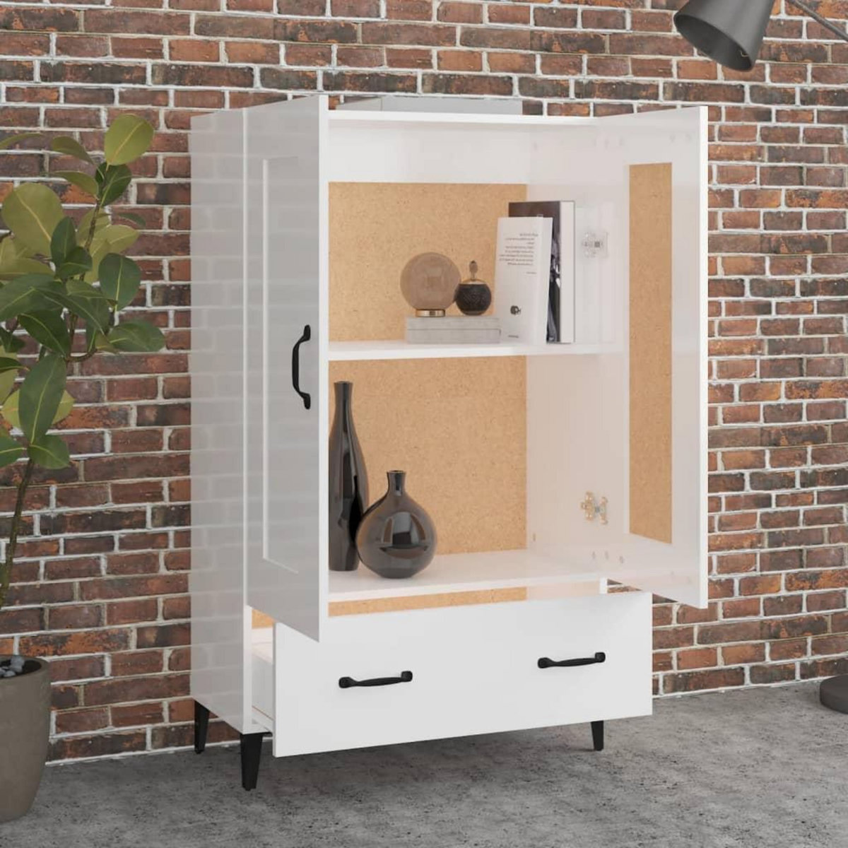 VIDAXL Buffet Blanc brillant 70x31x115 cm Bois d'ingenierie