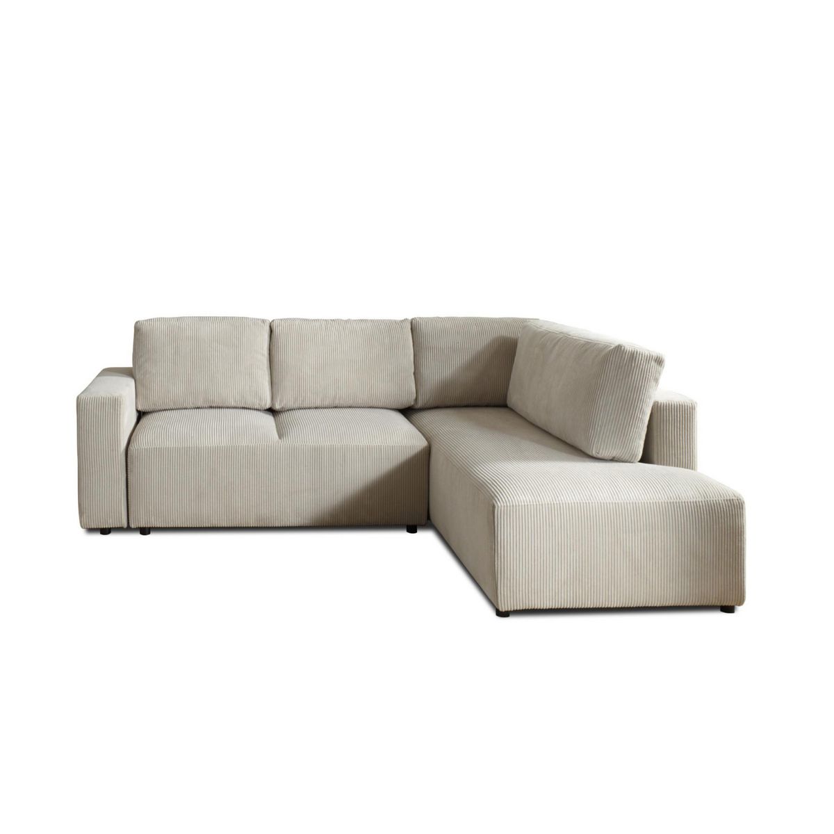 LISA DESIGN Livy - canapé d'angle convertible - avec coffre - en velours côtelé - 5 places - droit