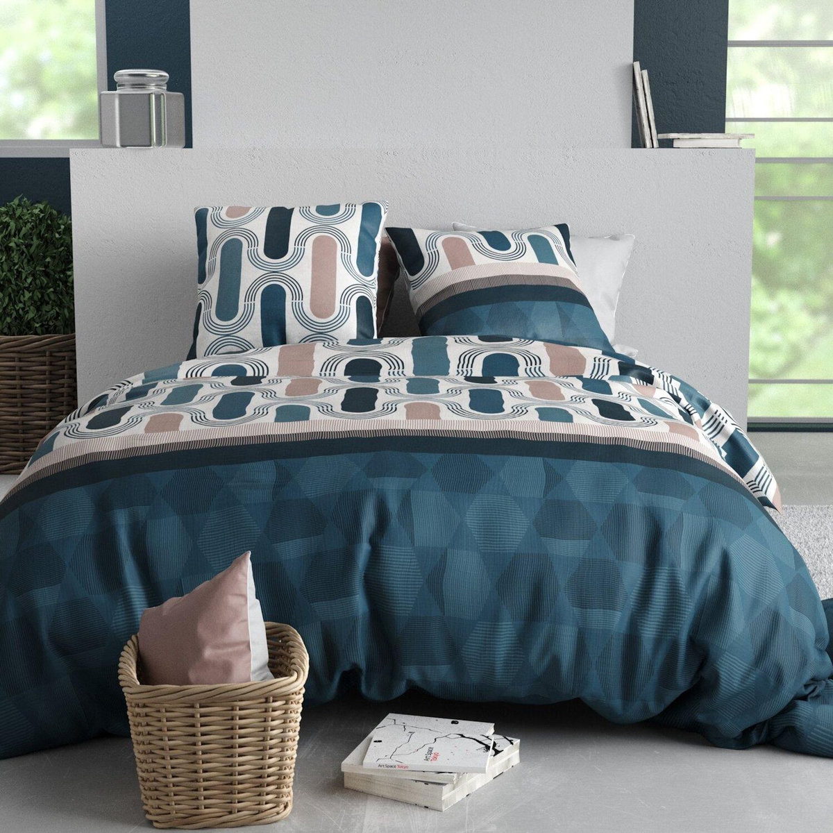 ATELIER DU COTON Parure de couette + 2 taies 100% coton 57fils mistri