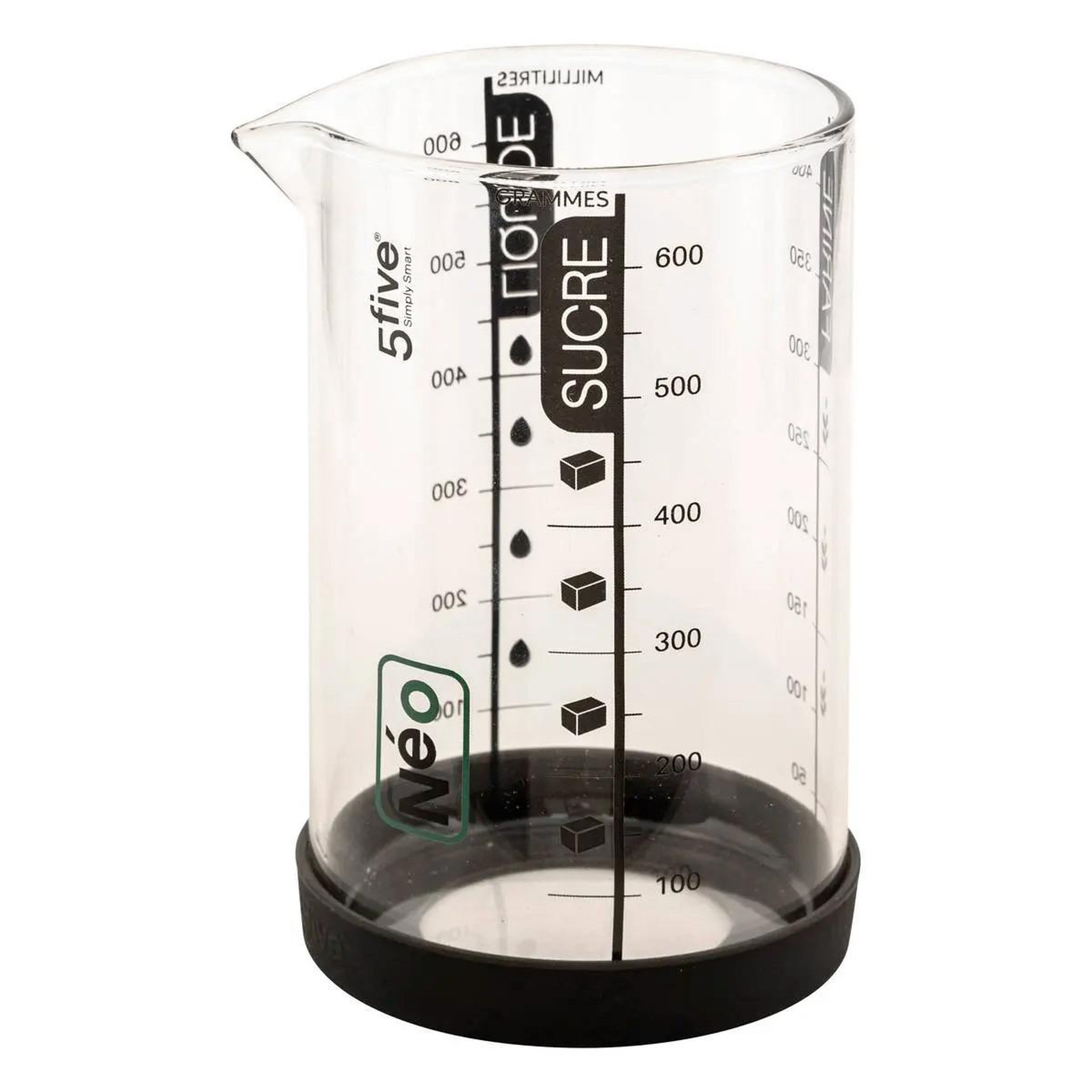 FIVE Verre doseur gradué  silitop  0,6l transparent & noir