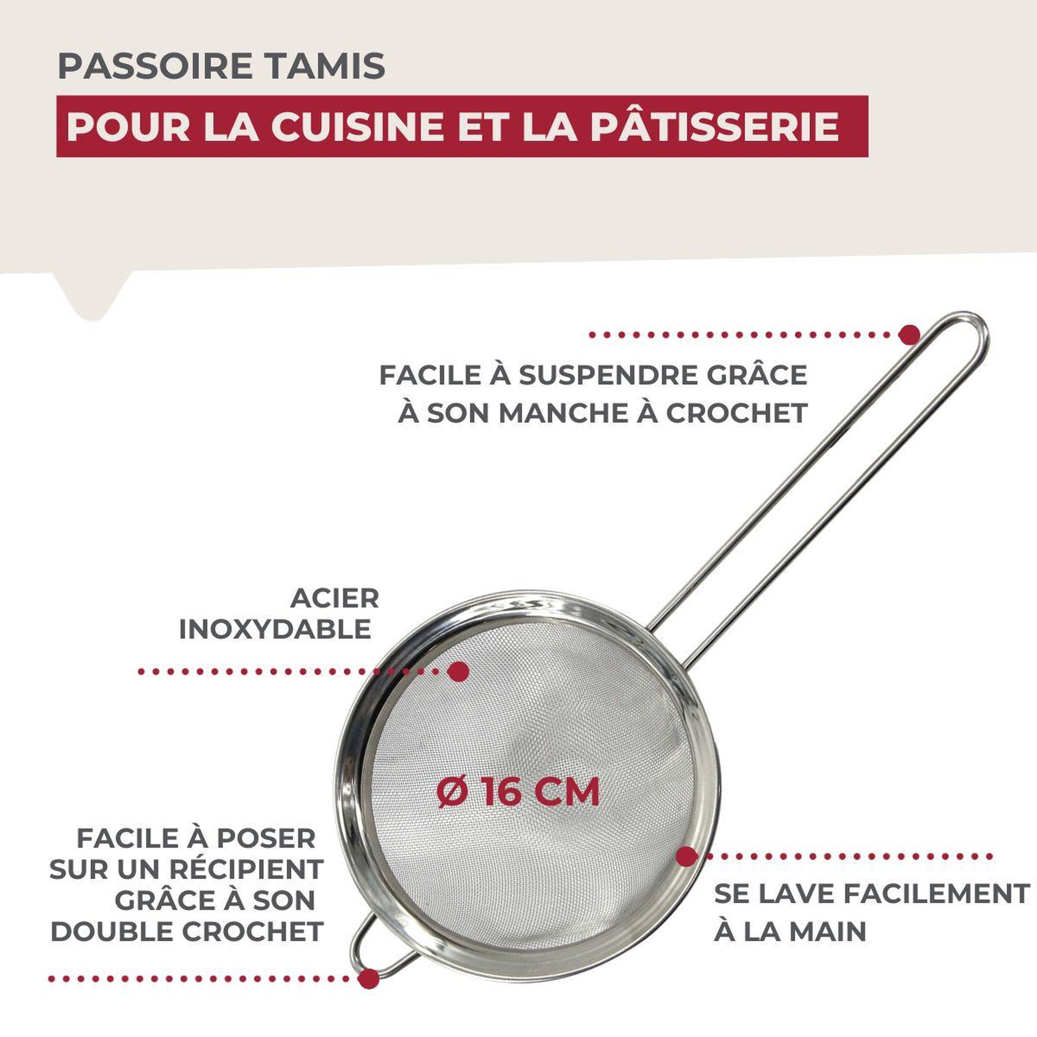 Voir la diapositive 6 : Fackelmann Passoire chinois 16 cm de diamètre en inox fackelmann