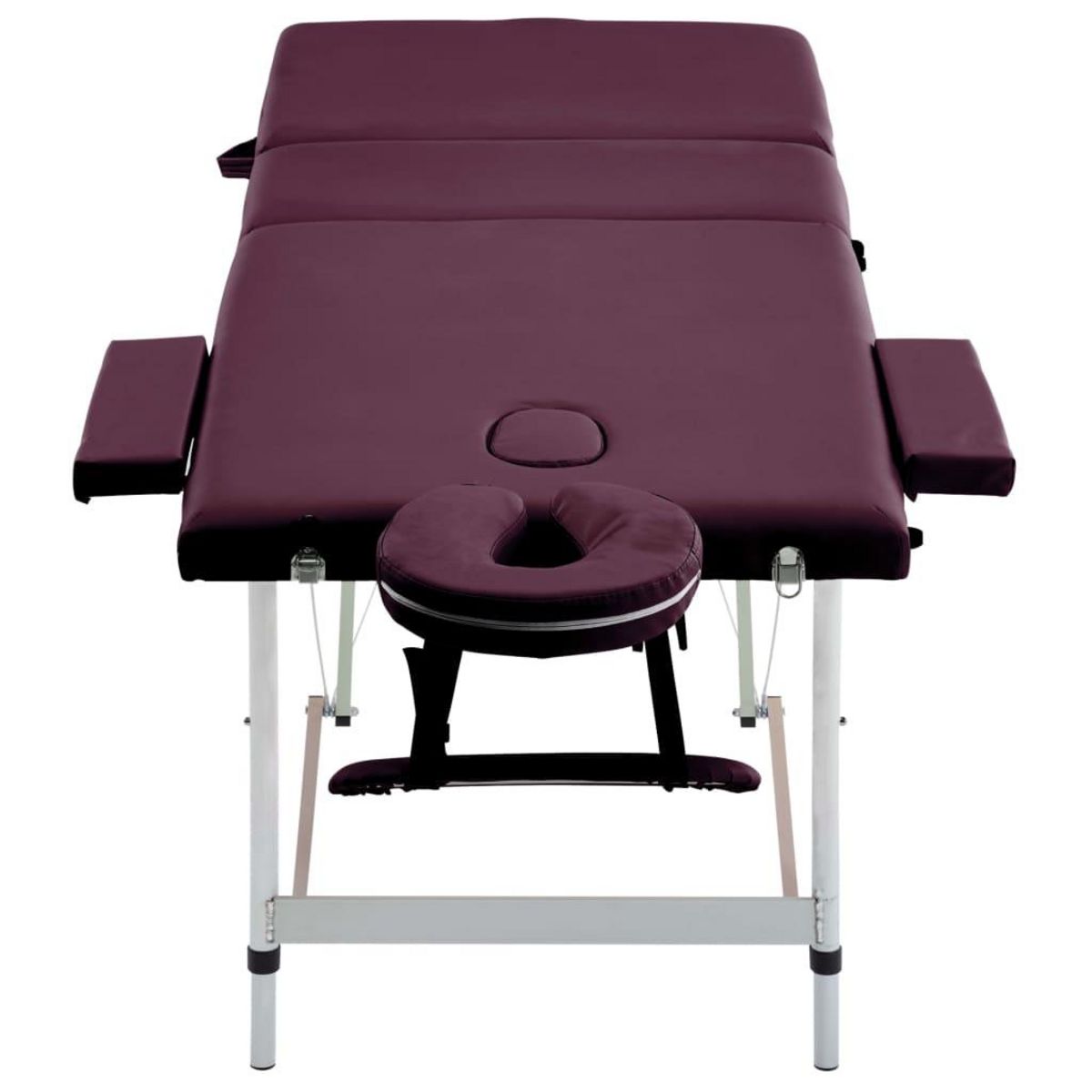 VIDAXL Table de massage pliable 3 zones Aluminium Violet vin