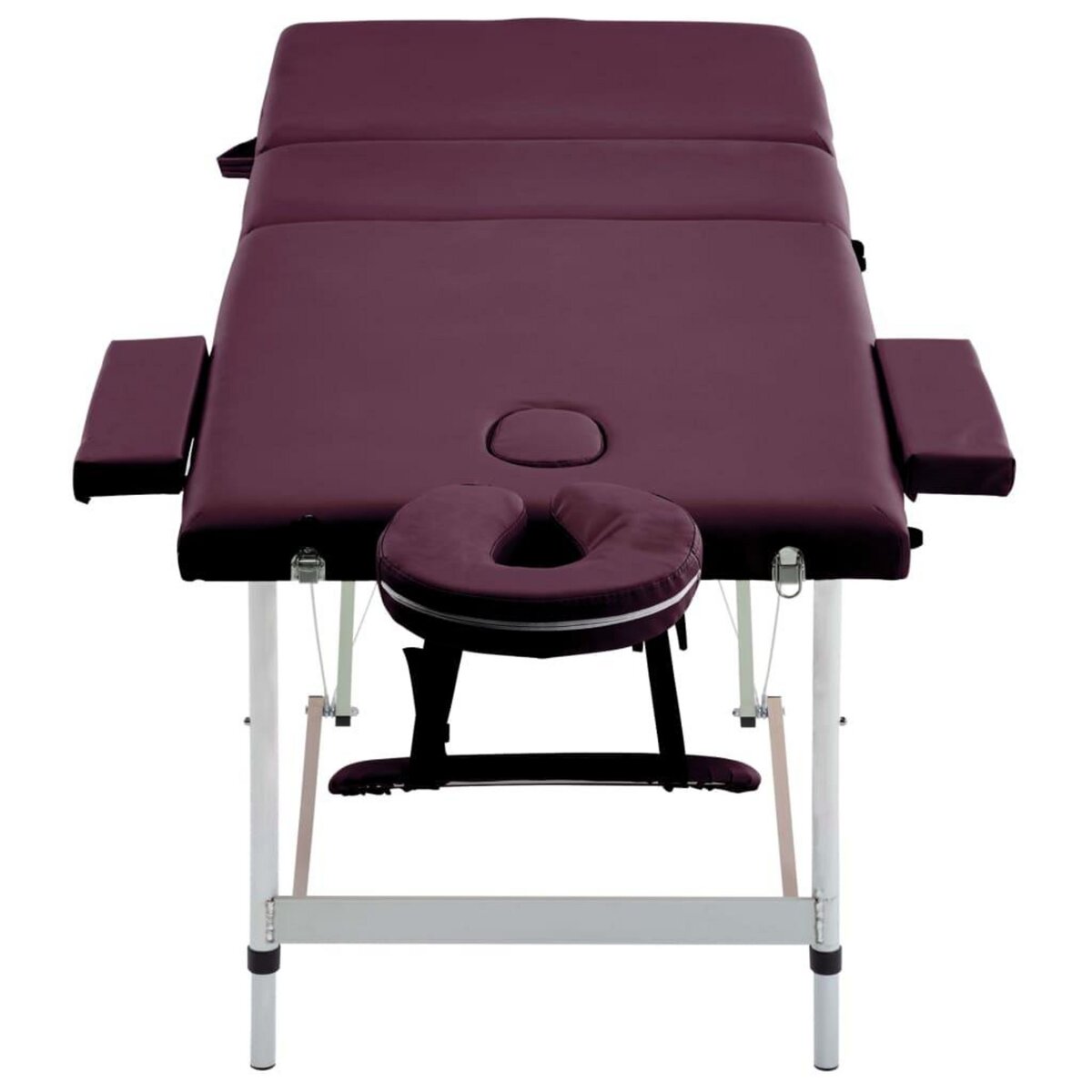 VIDAXL Table de massage pliable 3 zones Aluminium Violet vin