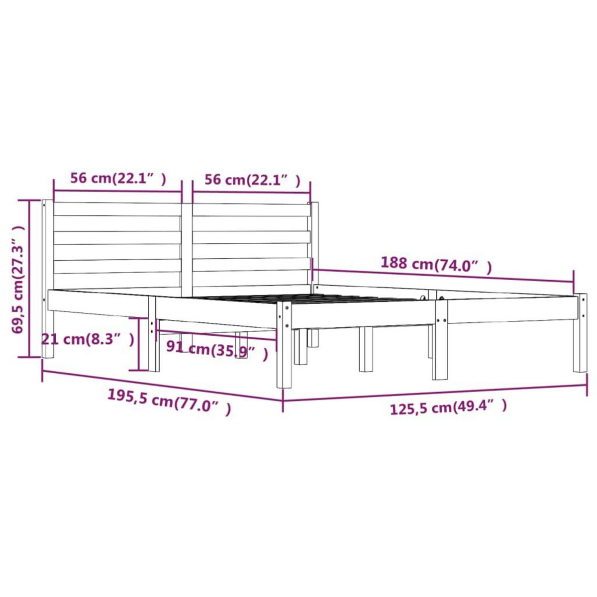VIDAXL Cadre de lit sans matelas 120x190 cm blanc