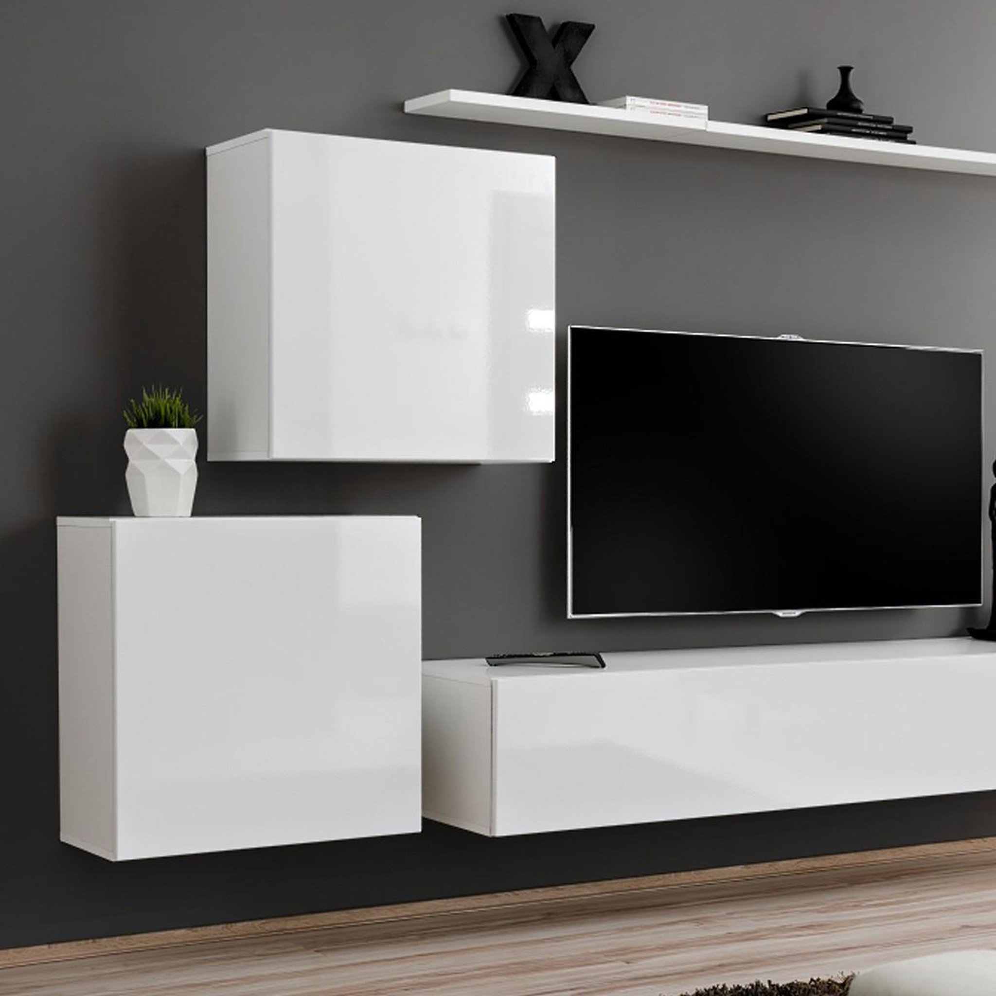 Voir la diapositive 3 : Paris Prix Meuble tv mural design  switch v  250cm blanc