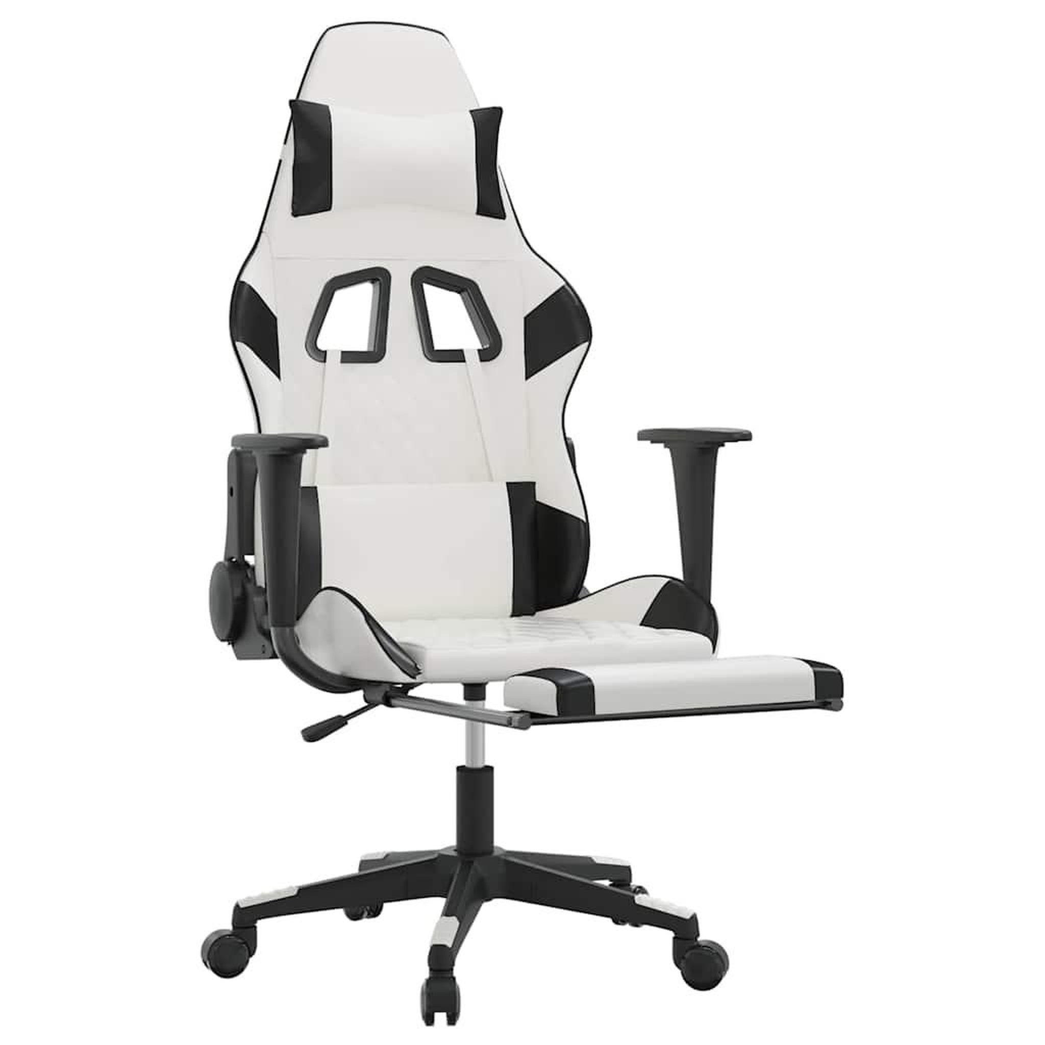 Voir la diapositive 3 : VIDAXL Chaise de jeu de massage avec repose-pied Blanc&Noir Similicuir