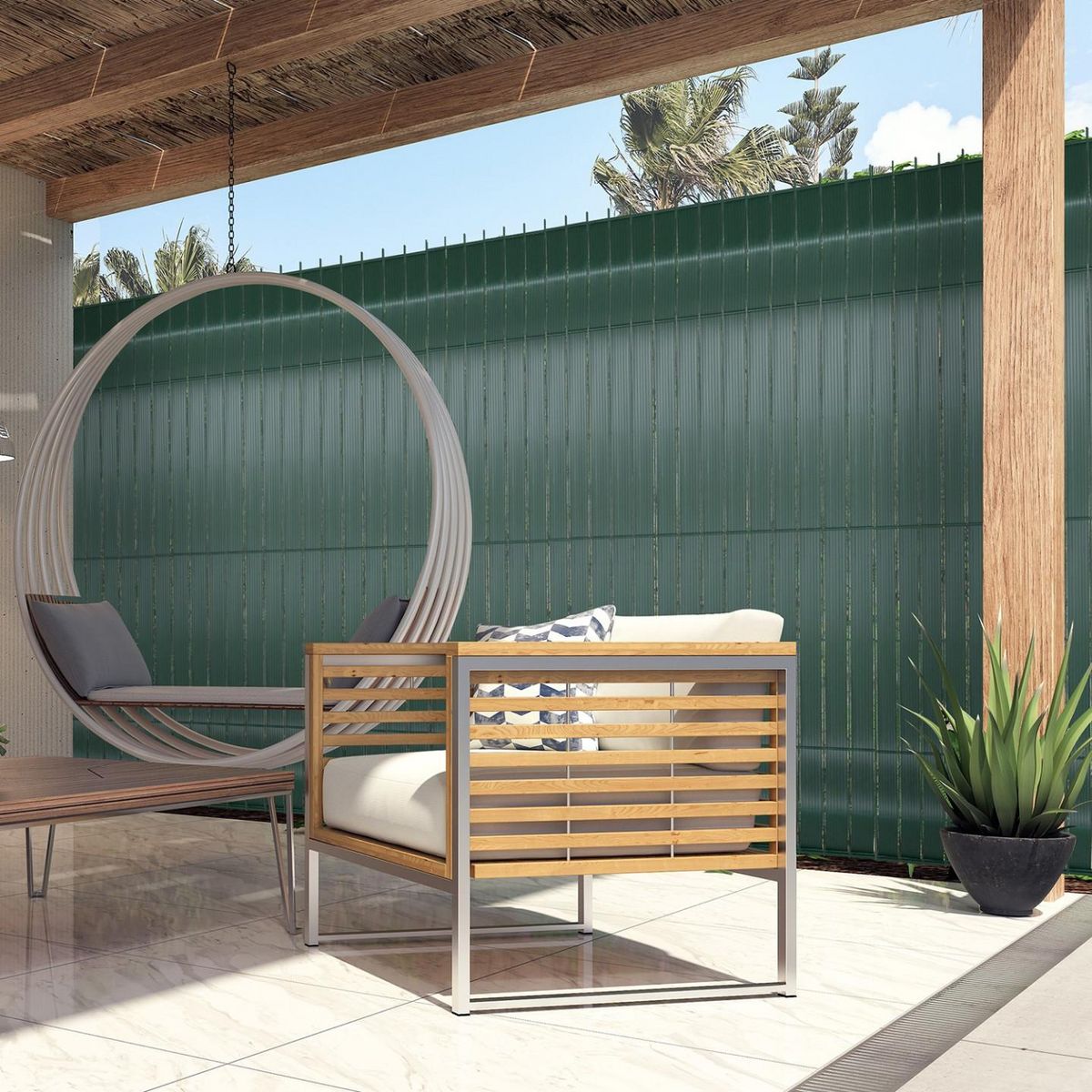 ID MARKET Kit de lamelles occultantes PVC vertes L.60 M pour panneau grillagé