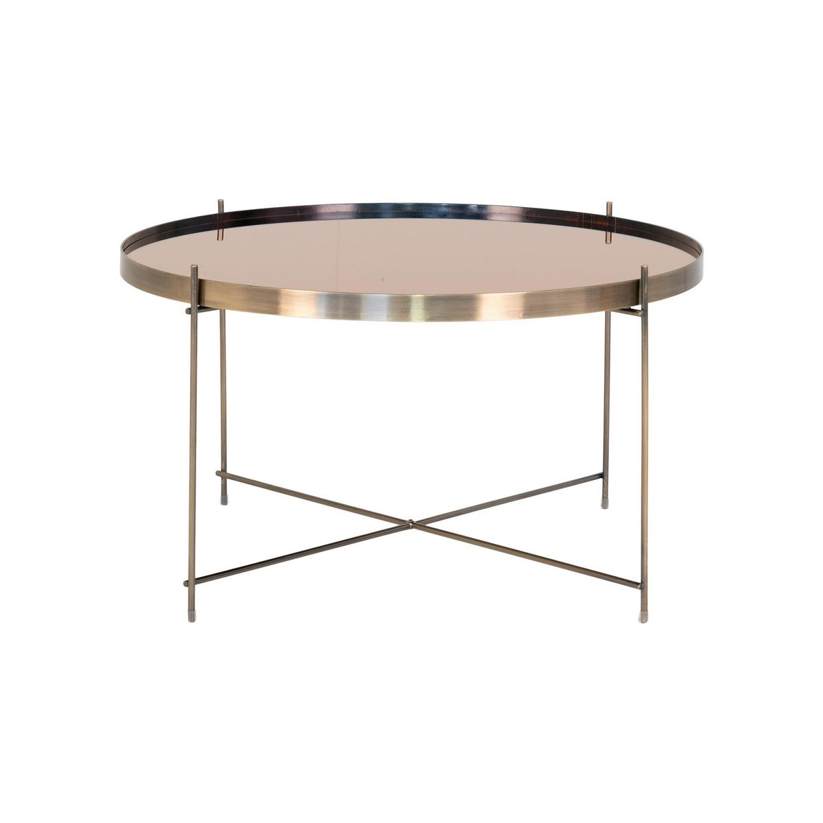LISA DESIGN Glina - table basse ronde - métal et verre - 70 cm
